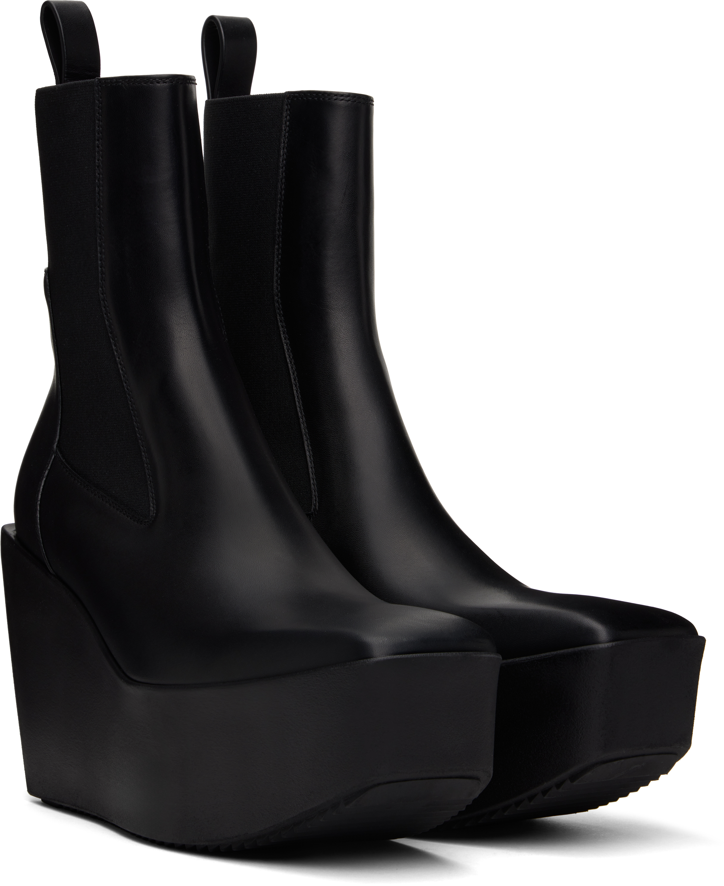 Rick Owens Black Concordians Sliver Platform Beatle Chelsea Boots In 09 Black
