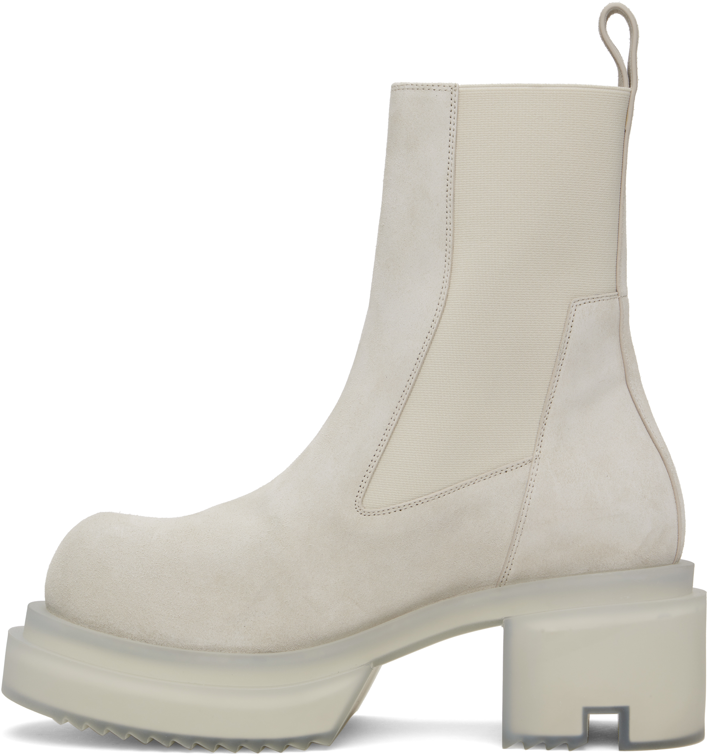 Rick Owens Beatle Bogun Suede Boots In 410 Dinge/clear