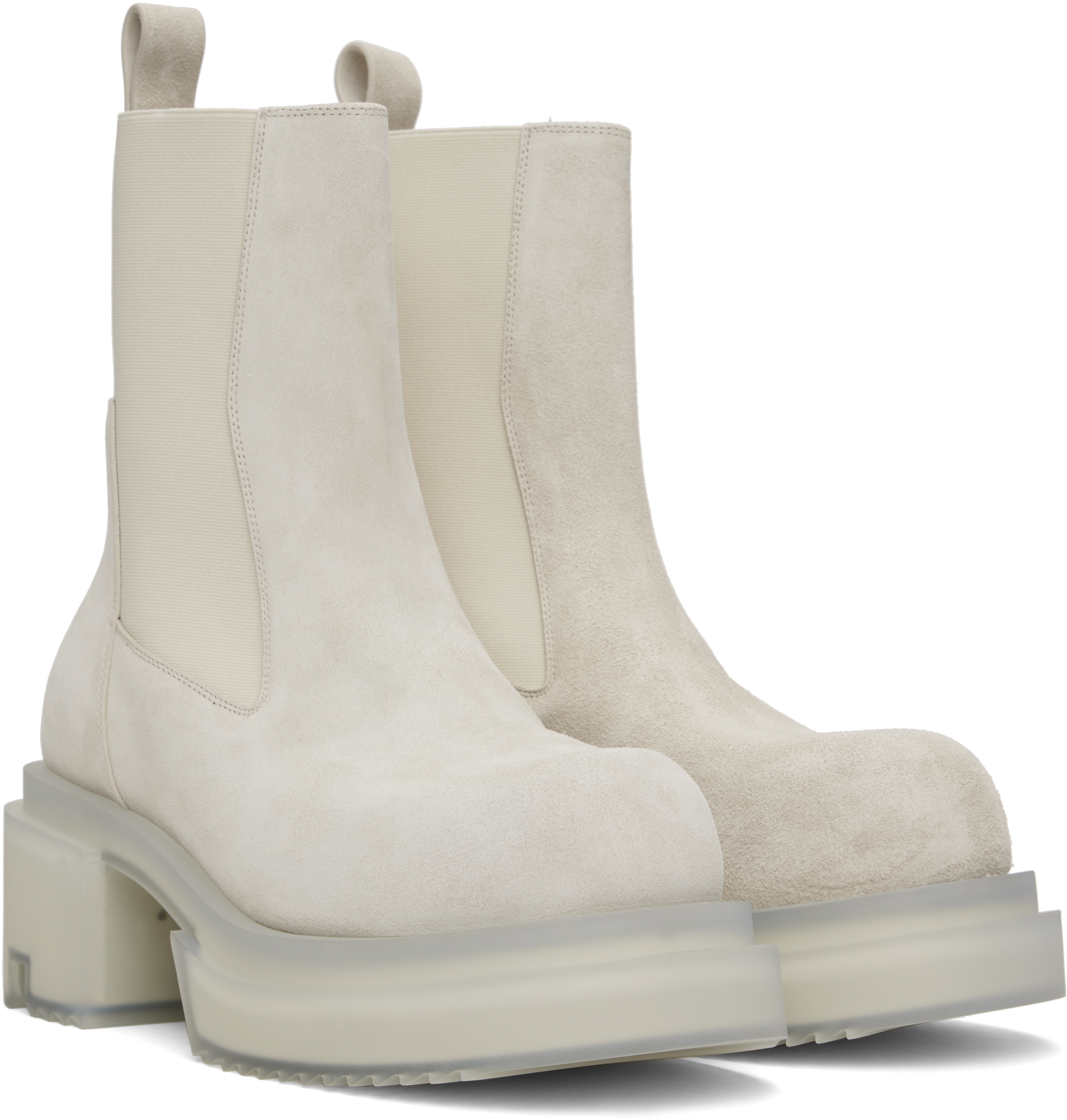 Rick Owens Beatle Bogun Suede Boots In 410 Dinge/clear