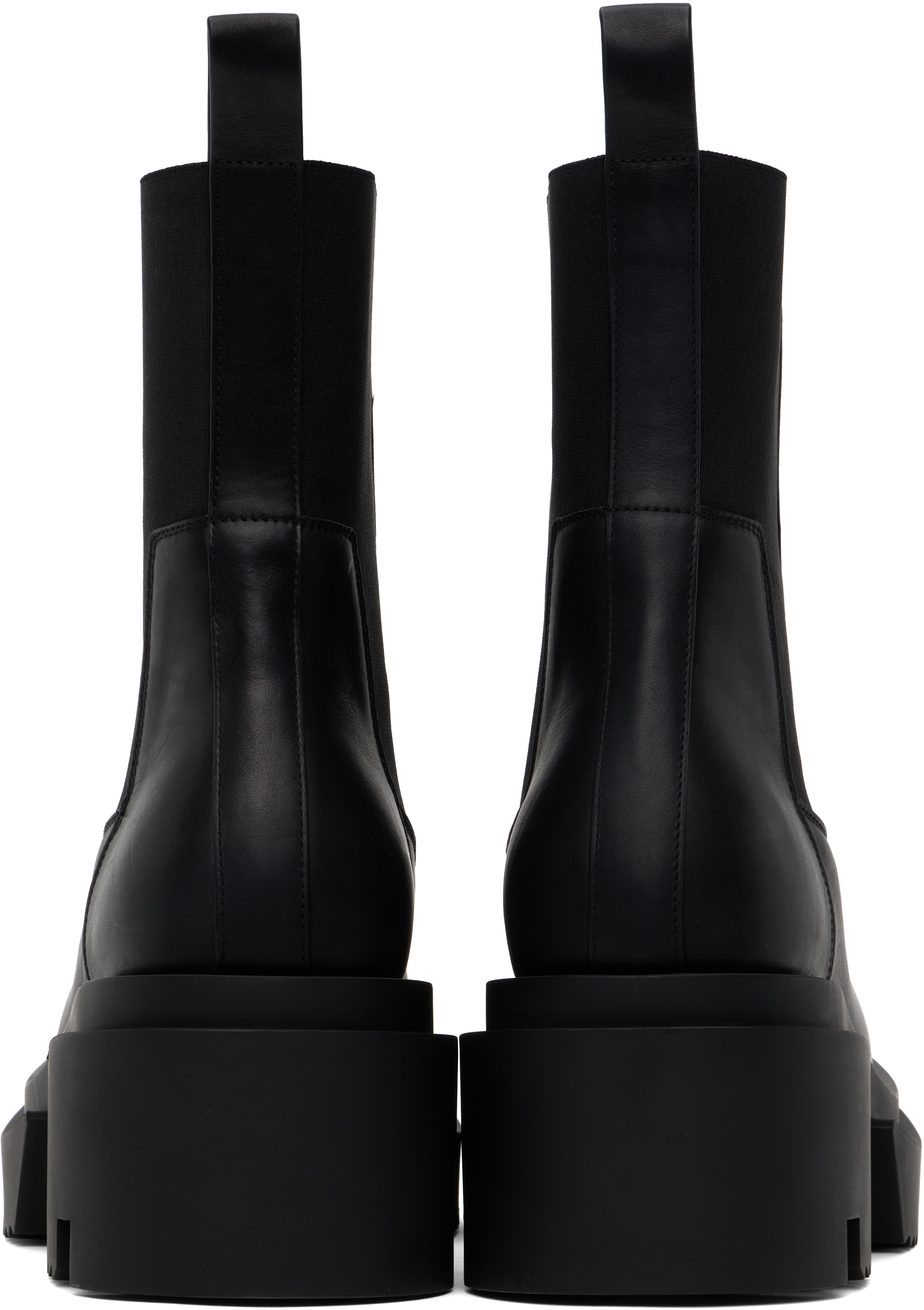 Rick Owens Chunky Sole Ankle Boots With Elastic Panels In Black