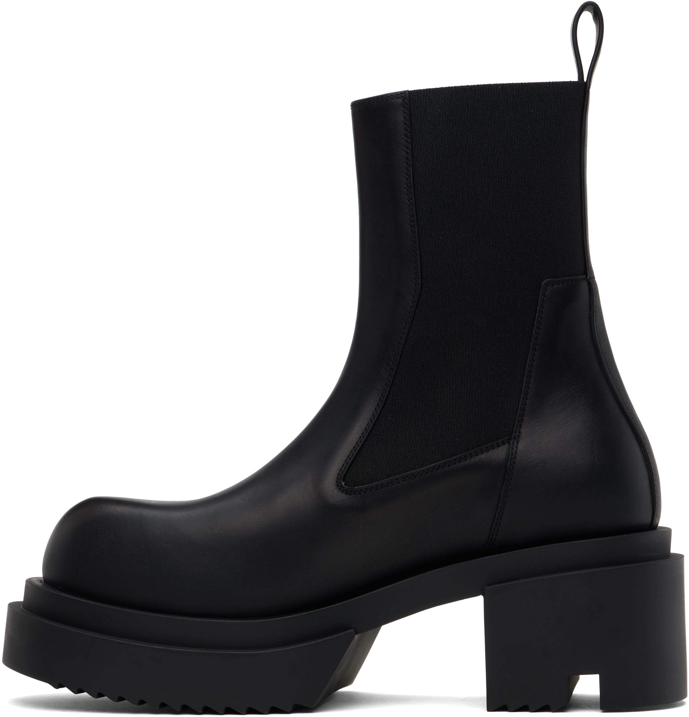 Rick Owens Chunky Sole Ankle Boots With Elastic Panels In Black