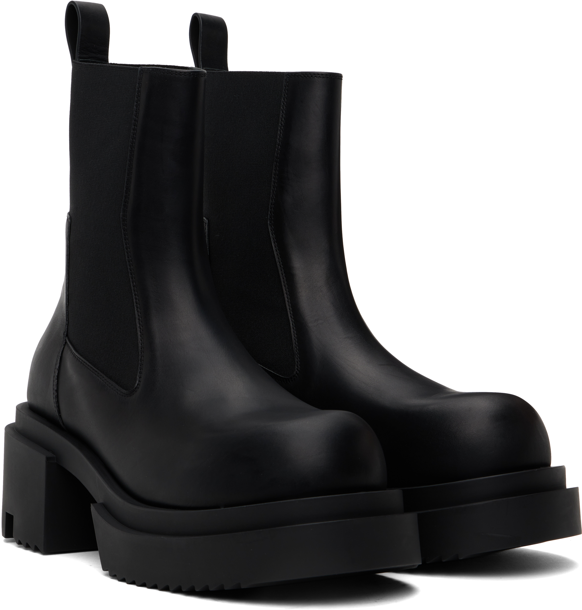 Rick Owens Chunky Sole Ankle Boots With Elastic Panels In Black