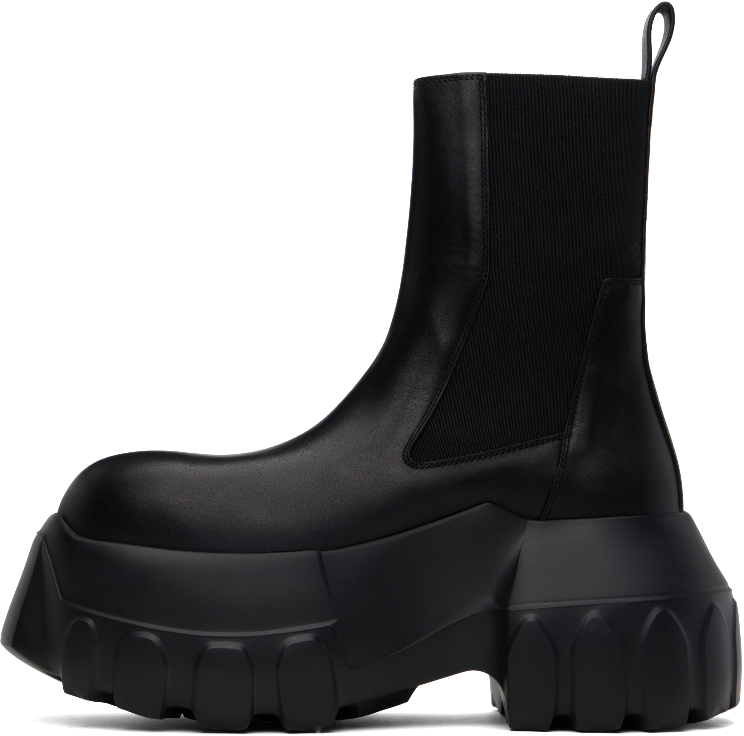 Rick Owens Black Hollywood Beatle Mega Tractor Chelsea Boots In 99 Black/black