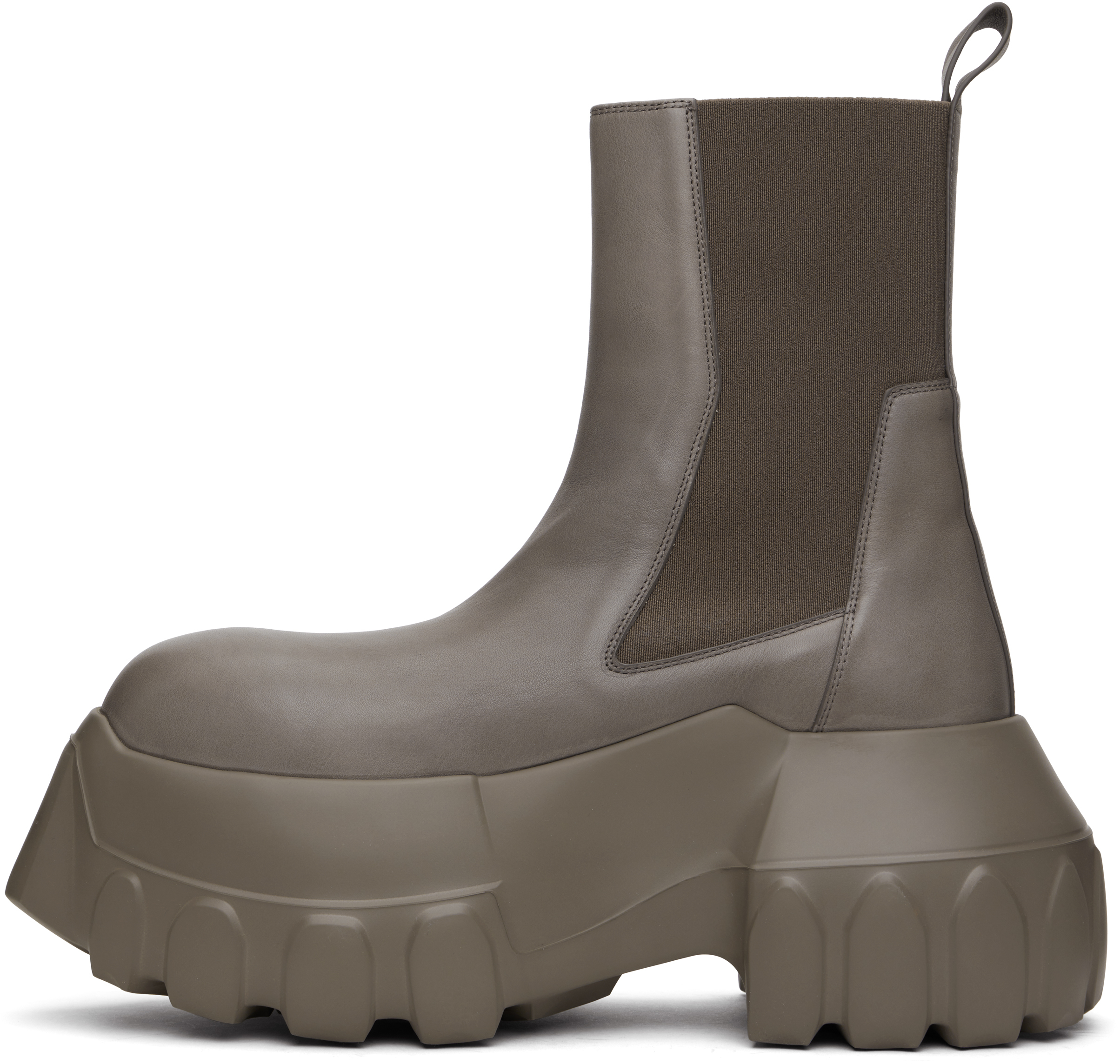Rick Owens Gray Hollywood Beatle Mega Tractor Boots In 3434 Dust/dust