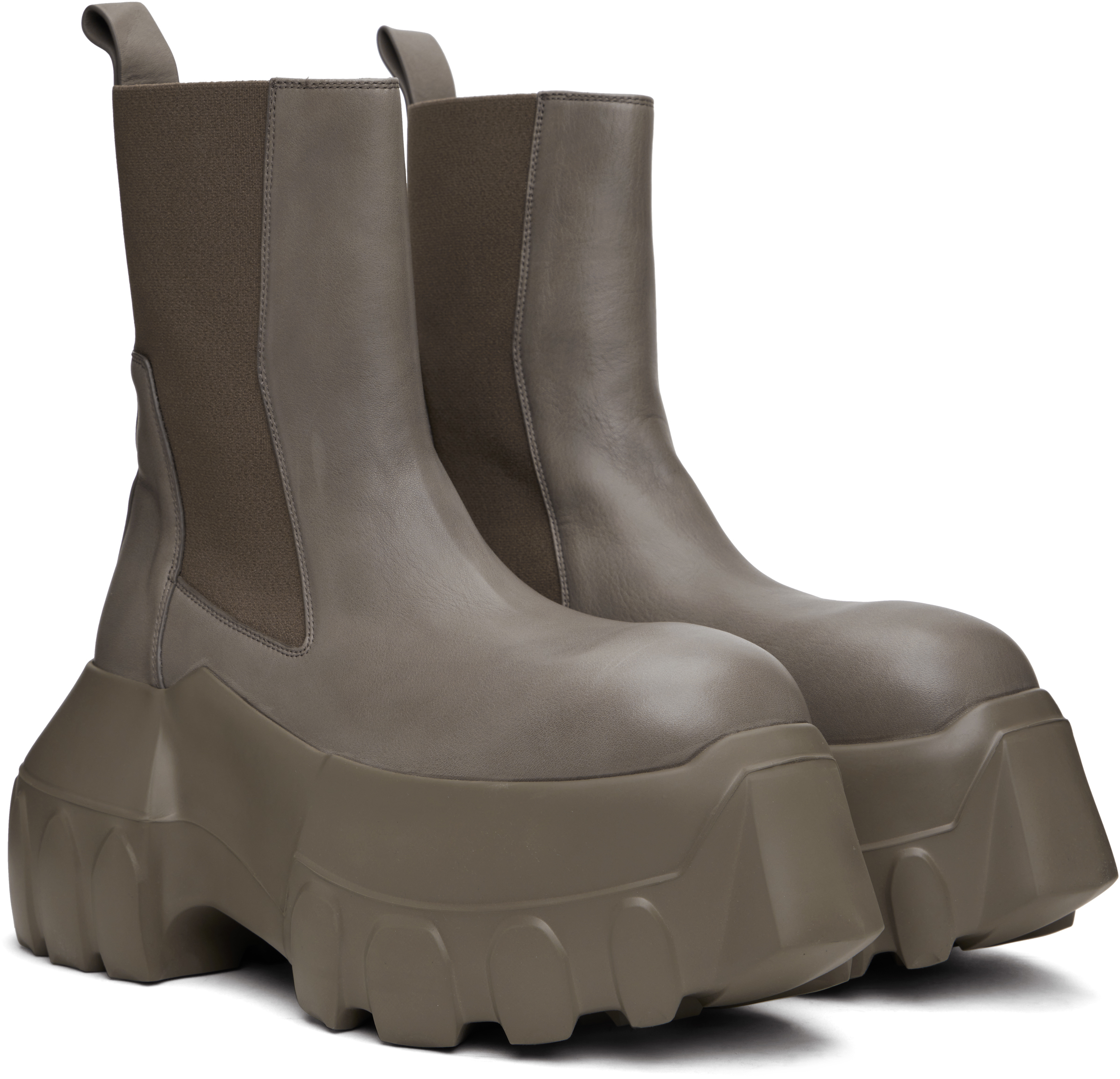 Rick Owens Gray Hollywood Beatle Mega Tractor Boots In 3434 Dust/dust