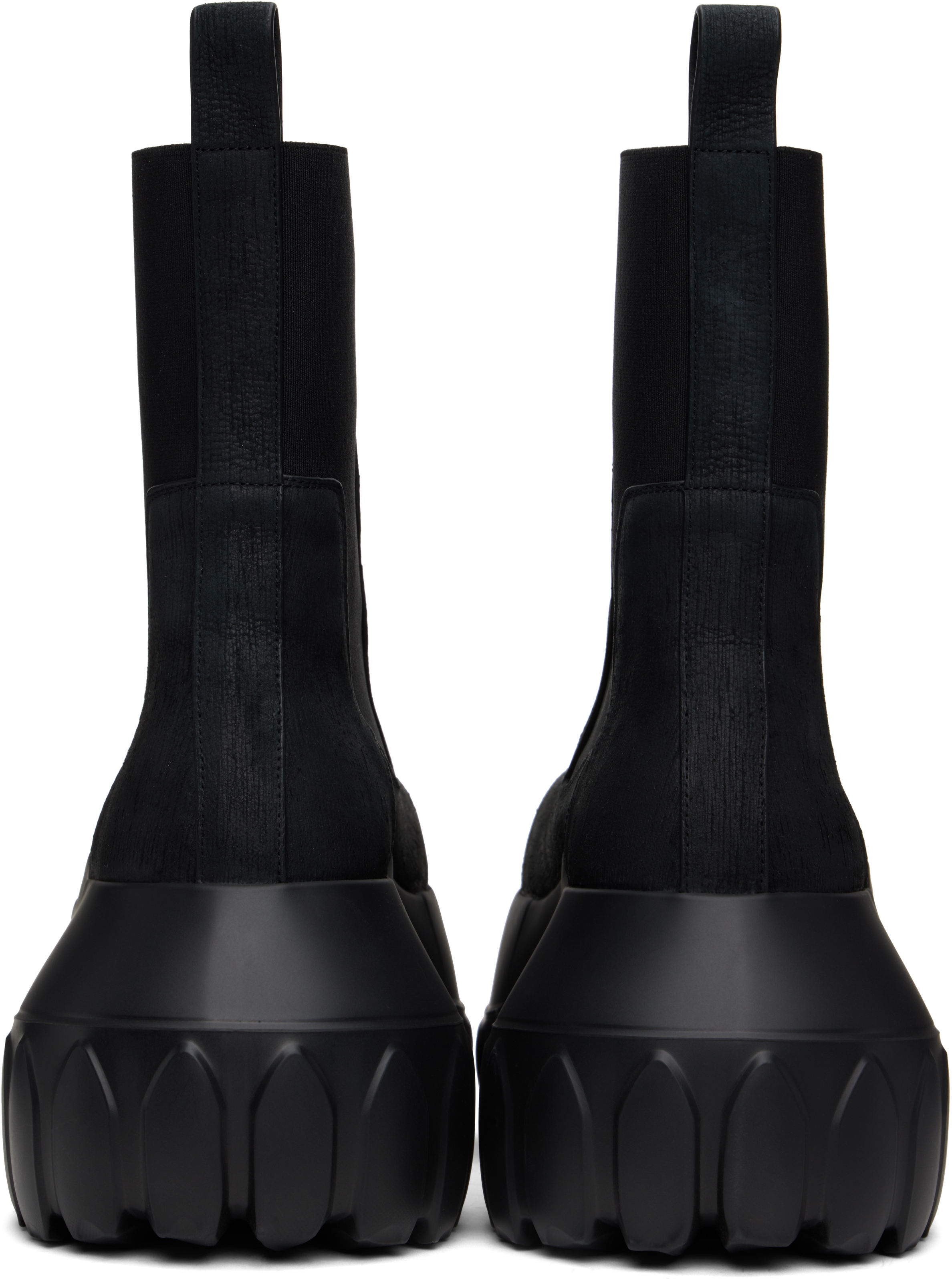 Rick Owens Black Hollywood Beatle Mega Tractor Chelsea Boots In 99 Black/black