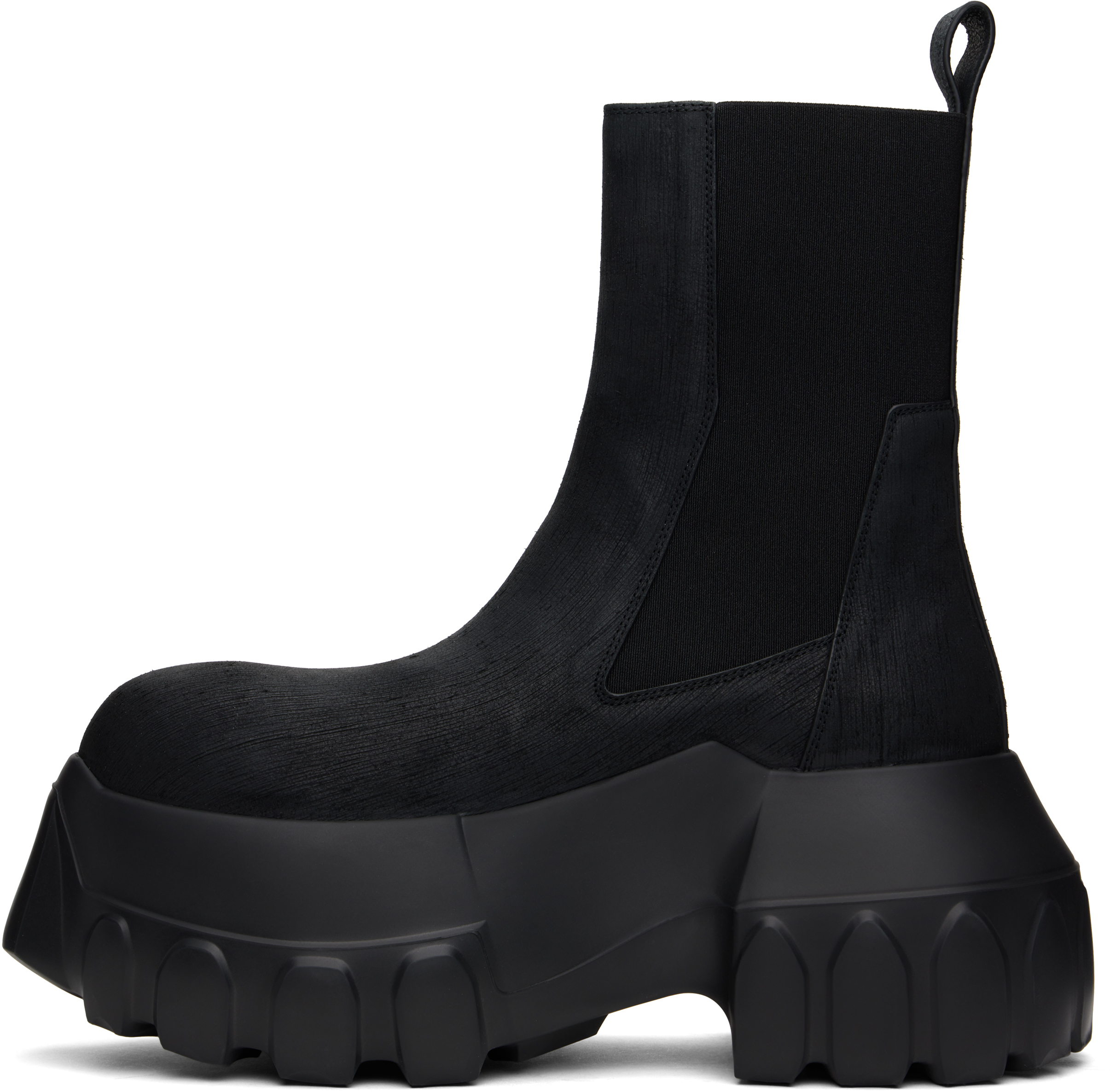 Rick Owens Black Hollywood Beatle Mega Tractor Chelsea Boots In 99 Black/black
