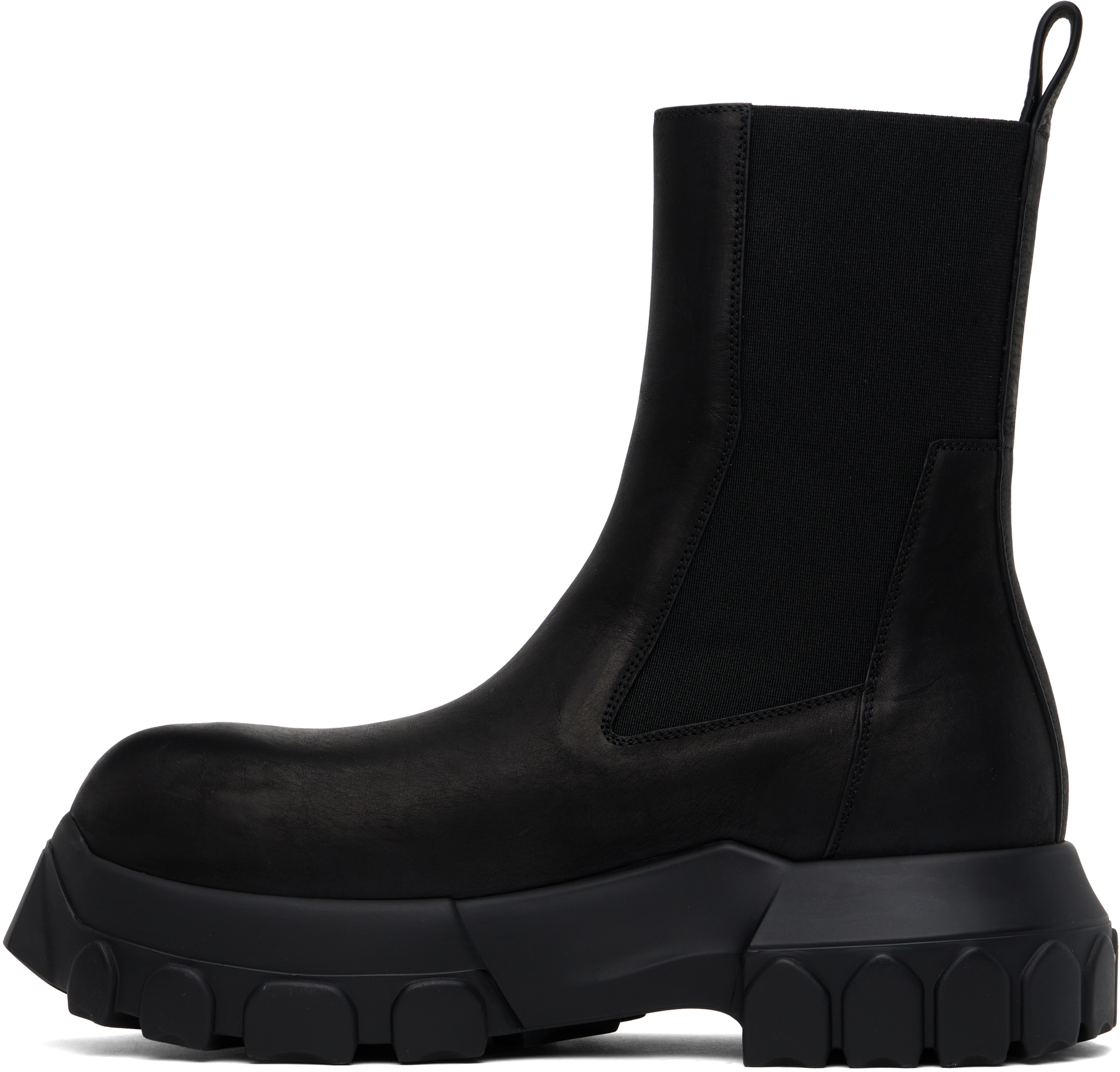 Rick Owens Black Hollywood Beatle Mega Tractor Chelsea Boots In 99 Black/black
