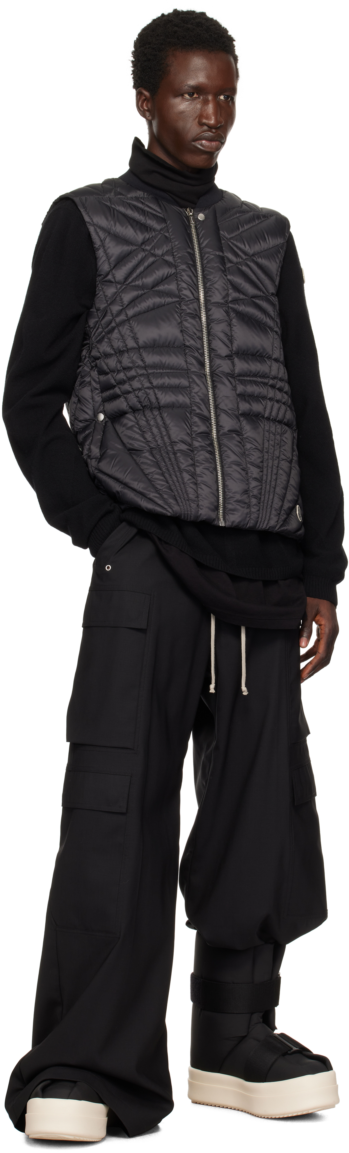 Rick Owens Moncler + Black Low Splint Boots In 999 Black