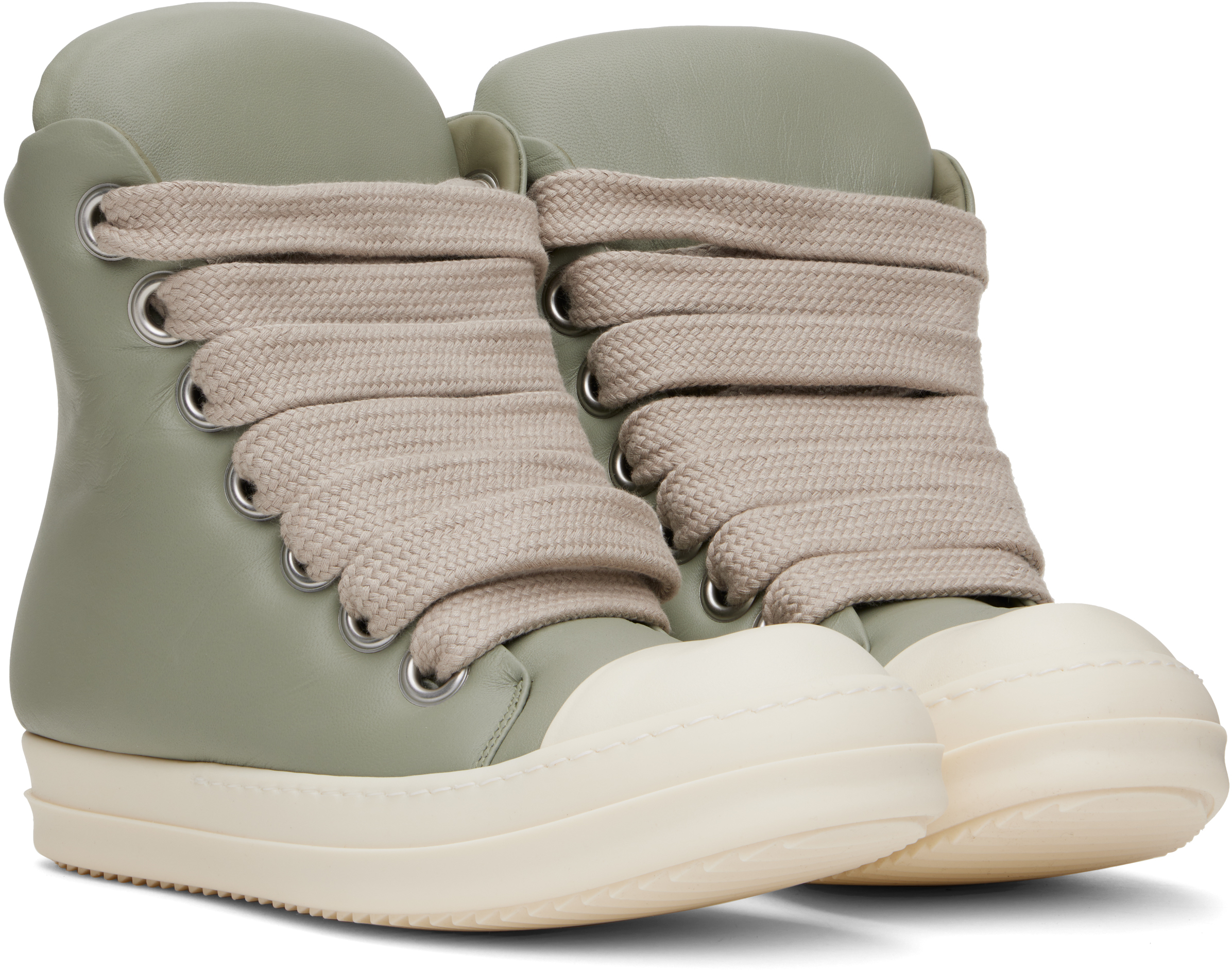 【Rick Owens】グリーン Hollywood Jumbolaceスニーカー Rick Owens Green Hollywood Jumbolace Sneakers In 1511