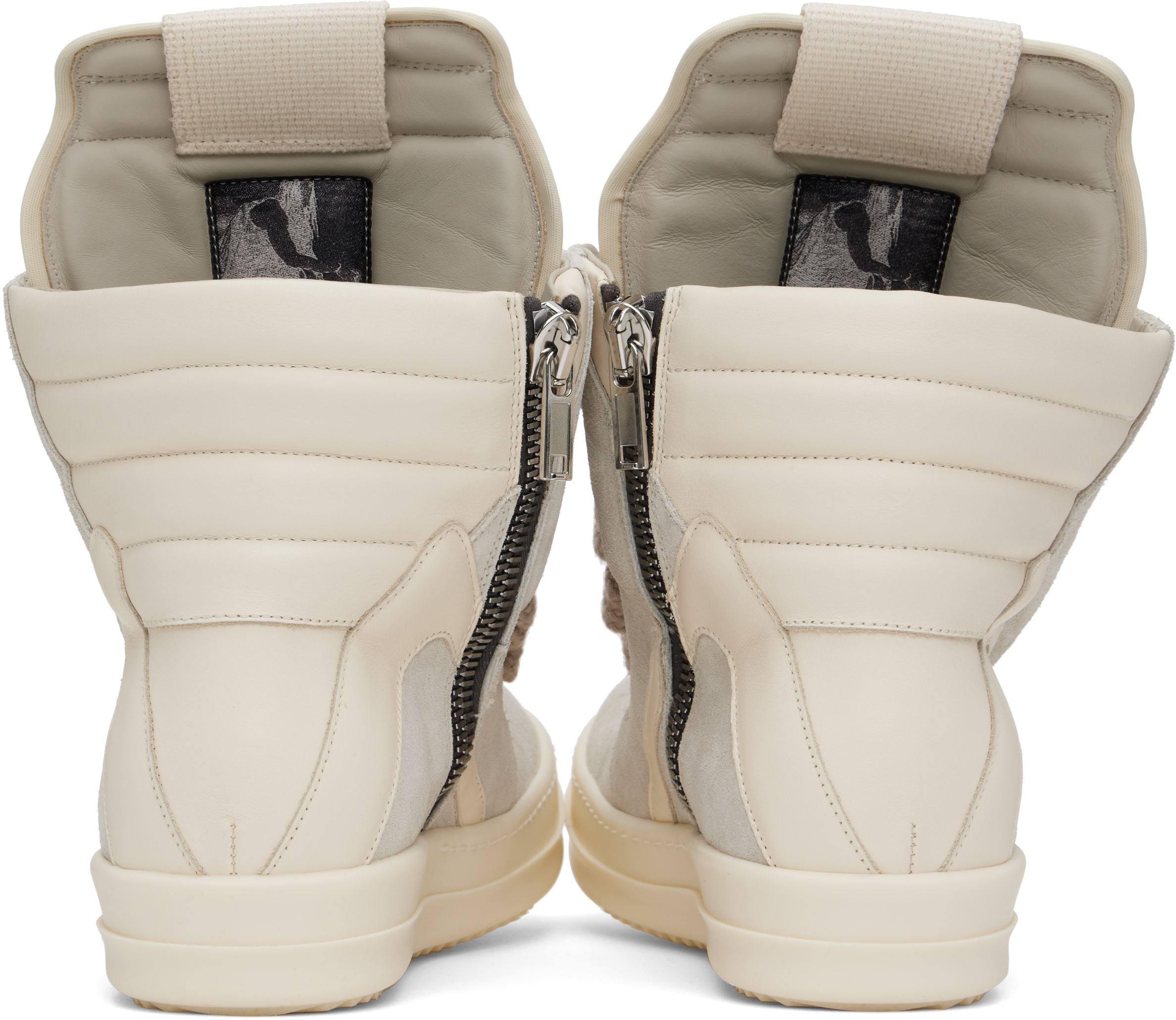 Rick Owens Gray & Off-white Hollywood Jumbolace Geobasket Sneakers In 4111 Dinge/milk/milk