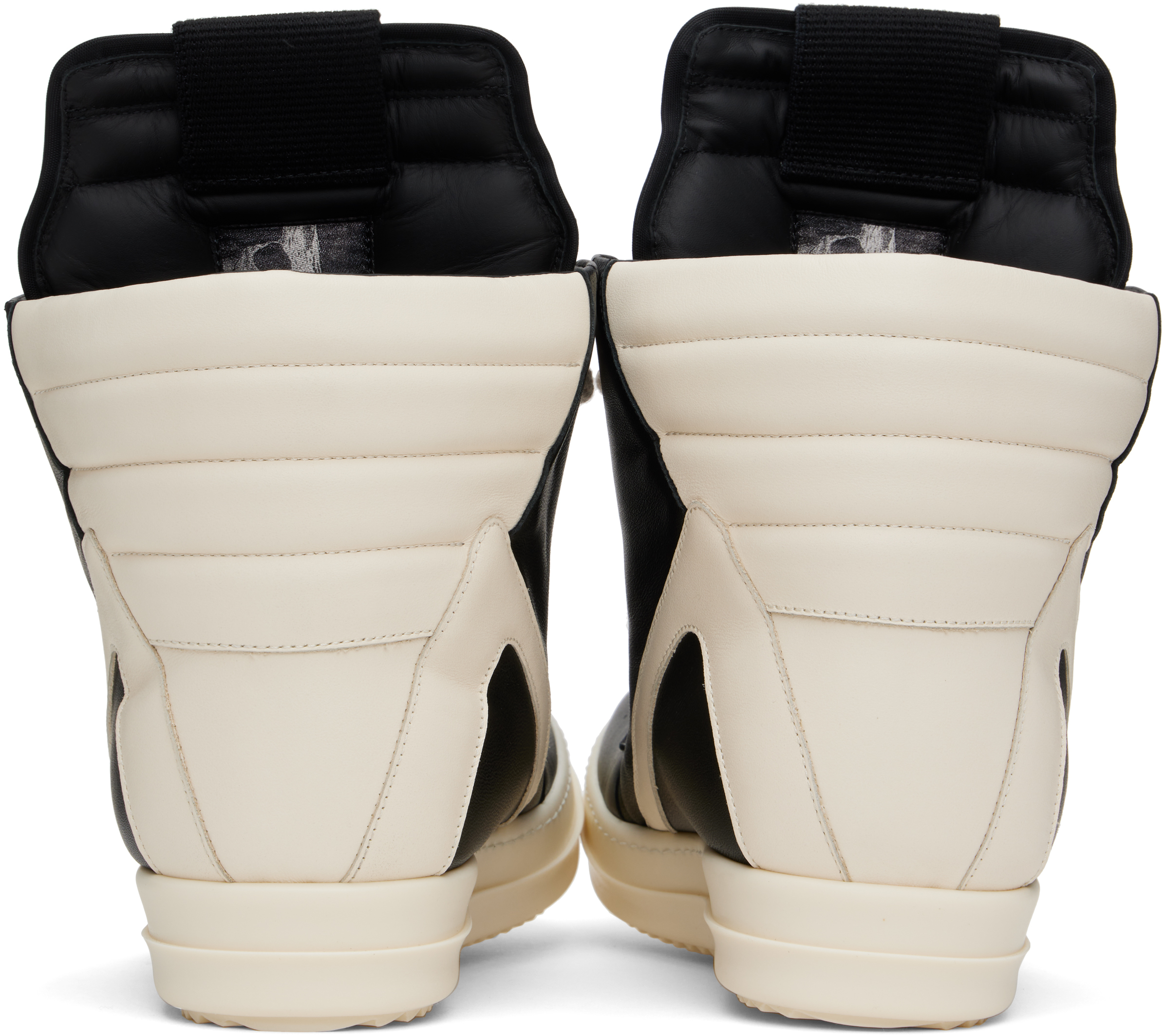 Rick Owens Geobasket Leather High-top Sneakers In 911 Black/milk/milk