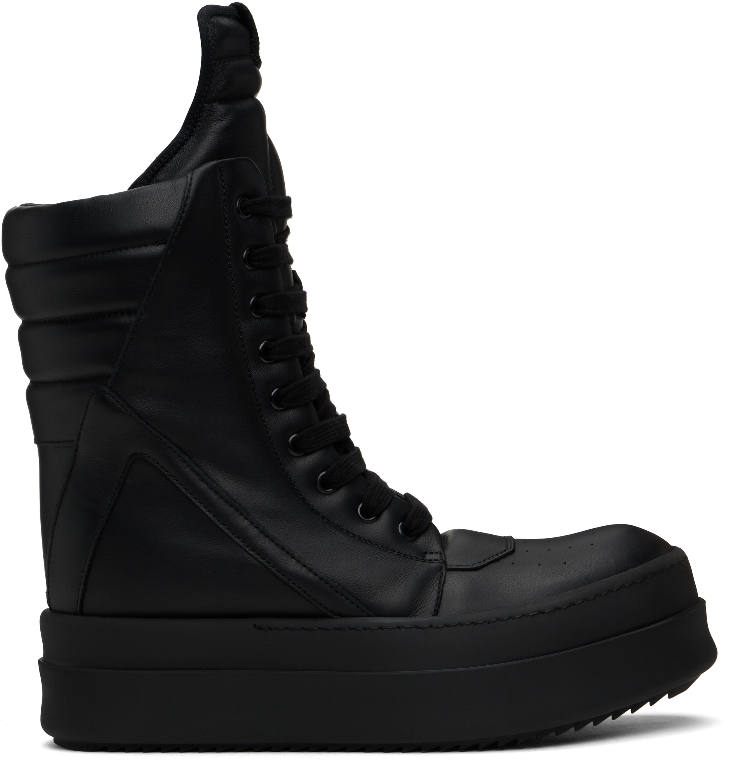 Rick Owens Black Hollywood Mega Geobasket Sneakers In 999 Black/black/blac