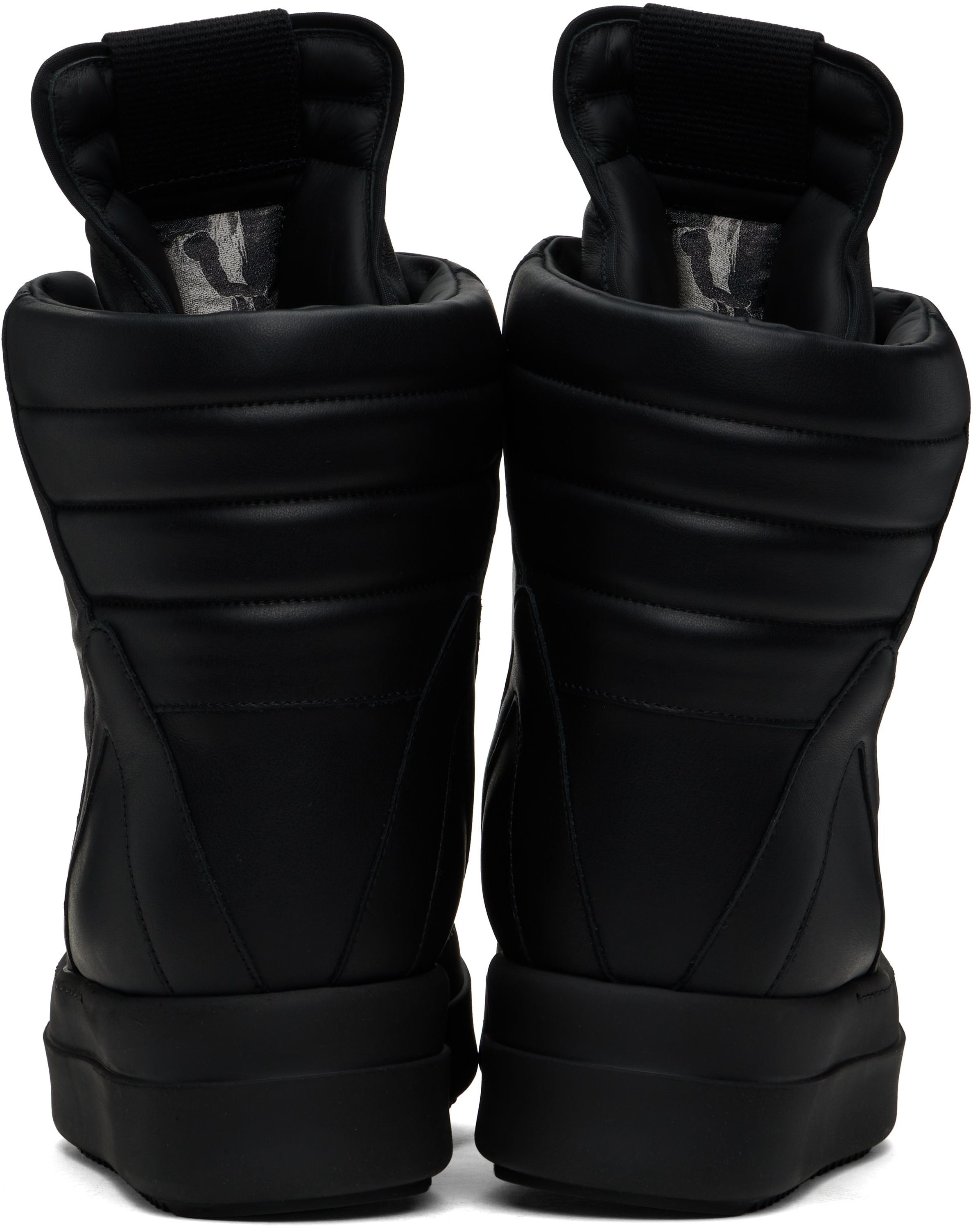 Rick Owens Black Hollywood Mega Geobasket Sneakers In 999 Black/black/blac