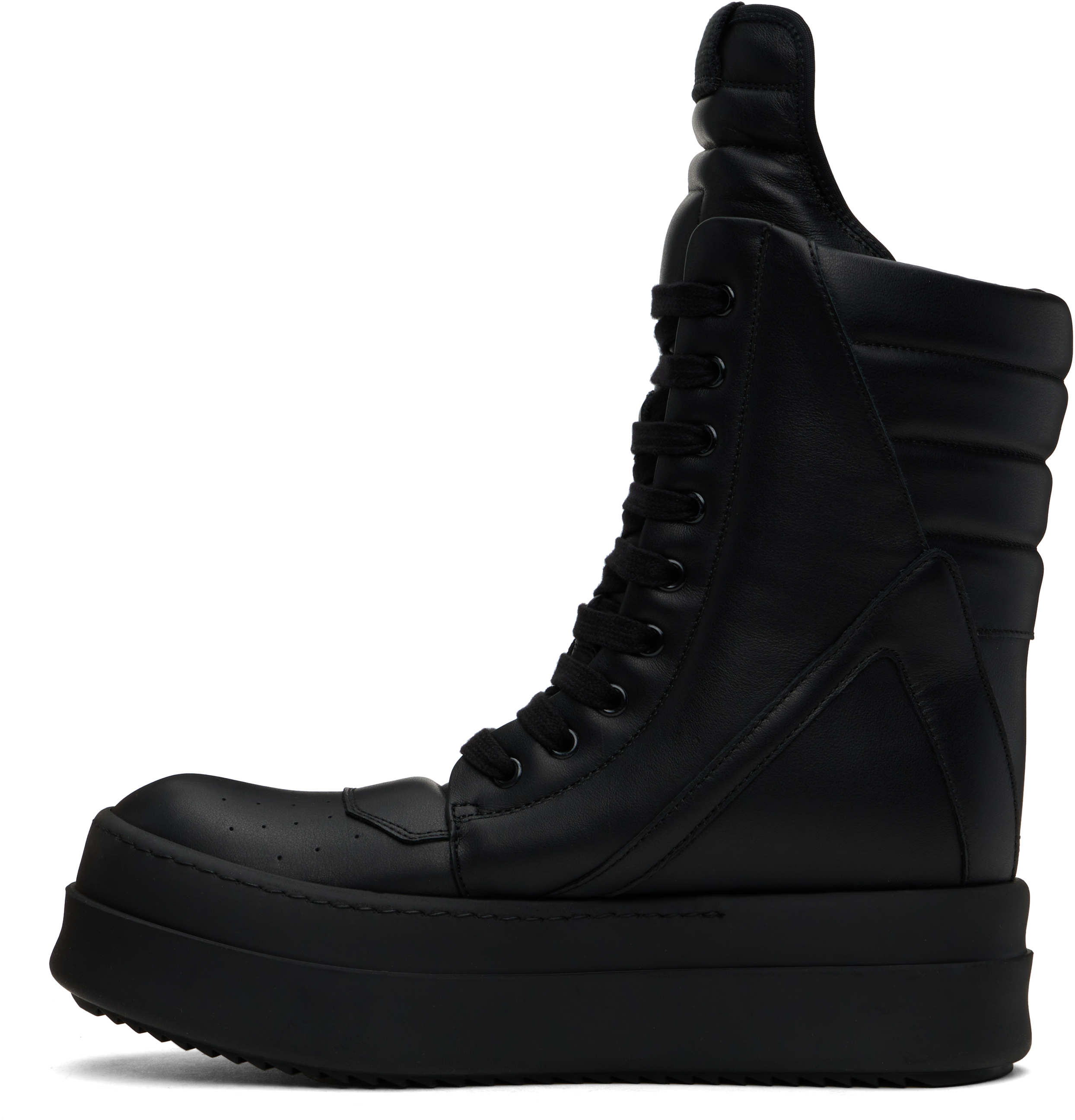 Rick Owens Black Hollywood Mega Geobasket Sneakers In 999 Black/black/blac