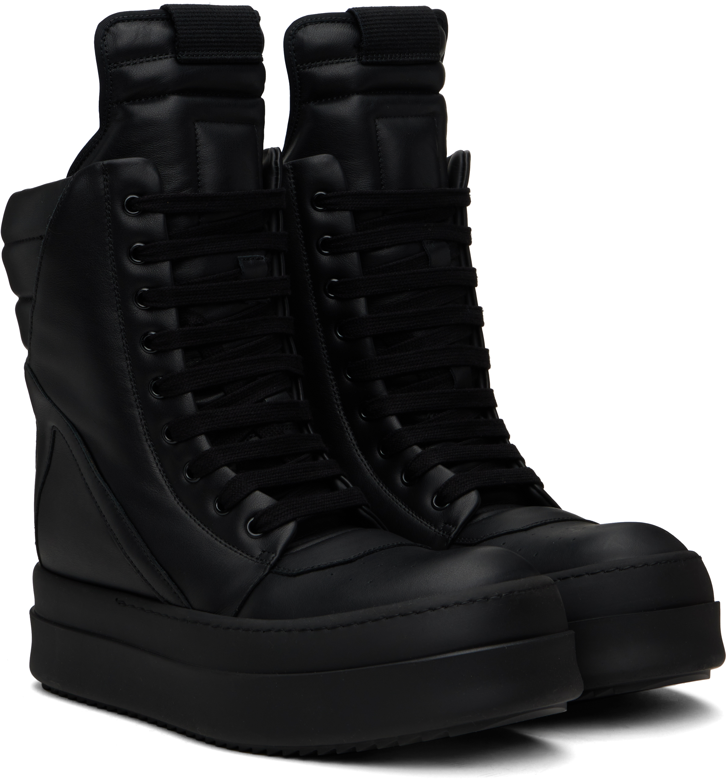 Rick Owens Black Hollywood Mega Geobasket Sneakers In 999 Black/black/blac