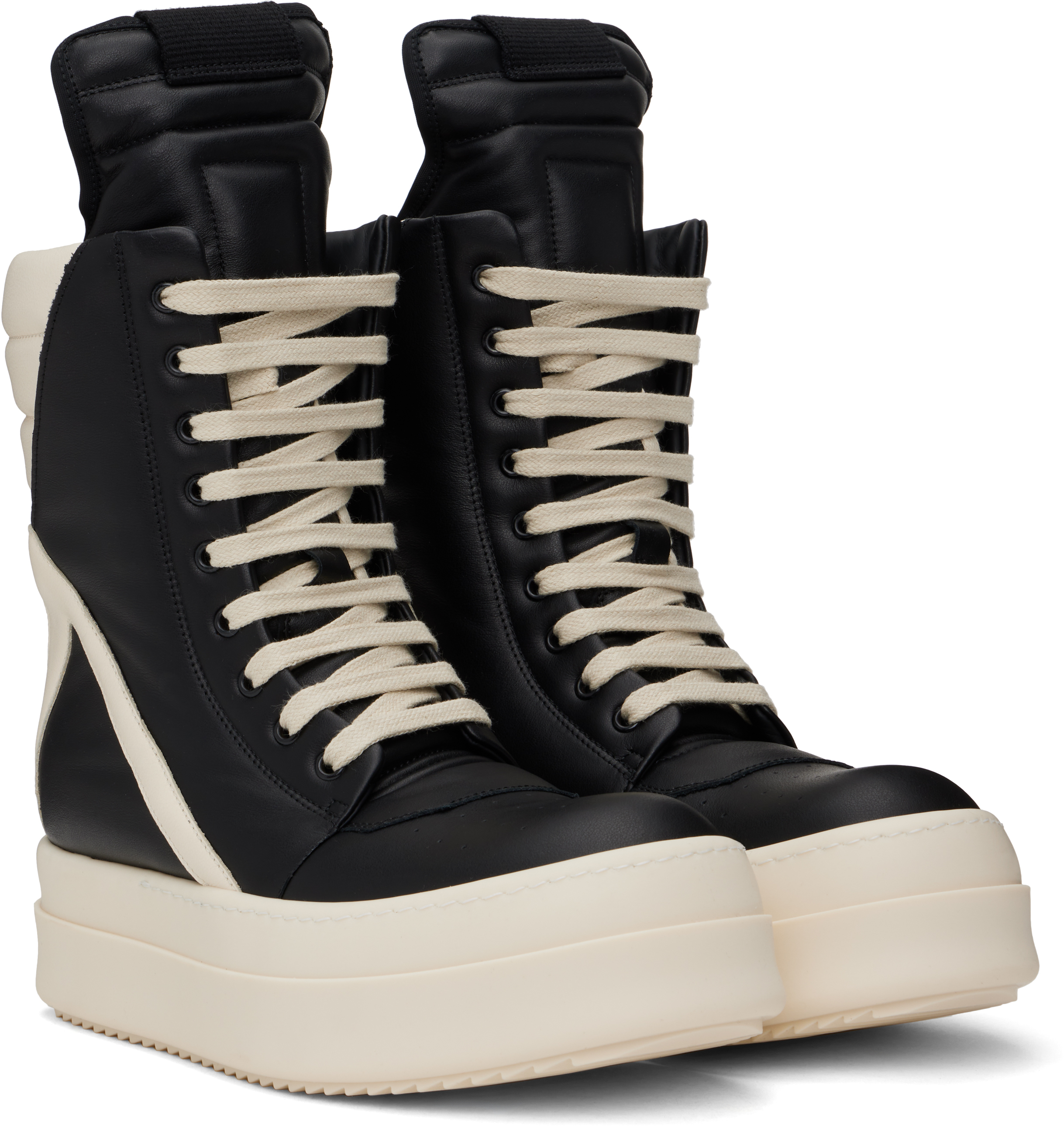 Rick Owens High-top Sneakers Mega Geobasket In 911 Black/milk/milk