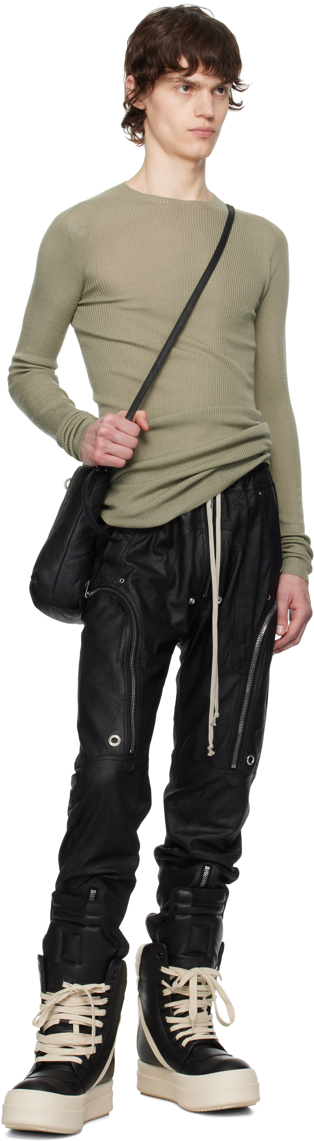 Rick Owens High-top Sneakers Mega Geobasket In 911 Black/milk/milk