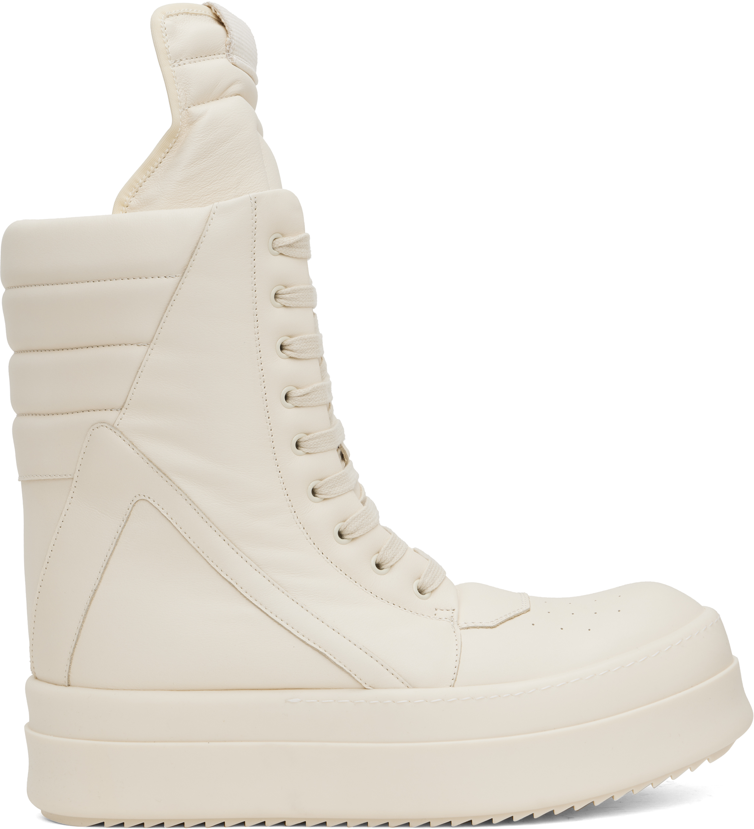 Rick Owens White High-top Sneakers With Platform Sole In 1111 Milk/milk/milk