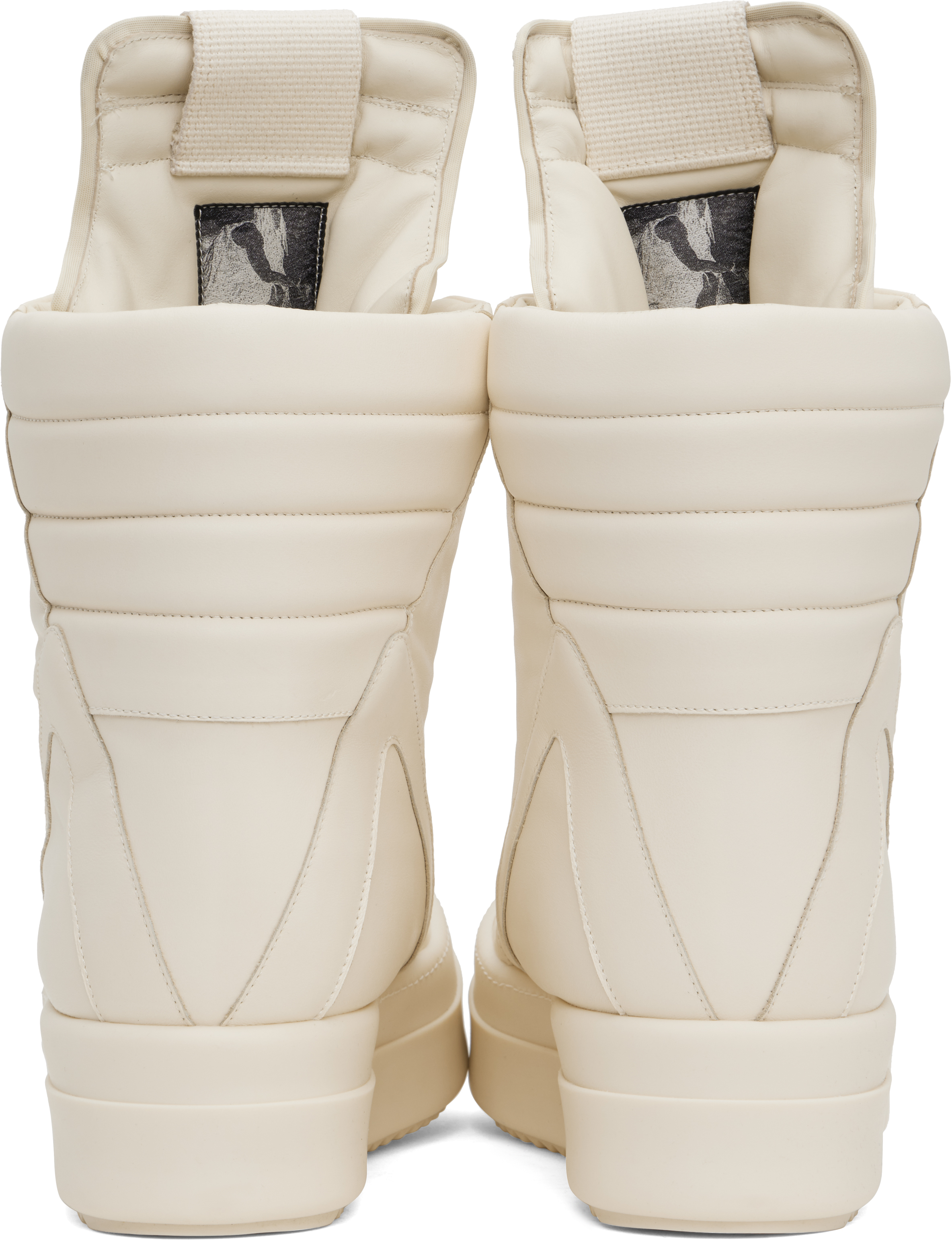 Rick Owens White High-top Sneakers With Platform Sole In 1111 Milk/milk/milk