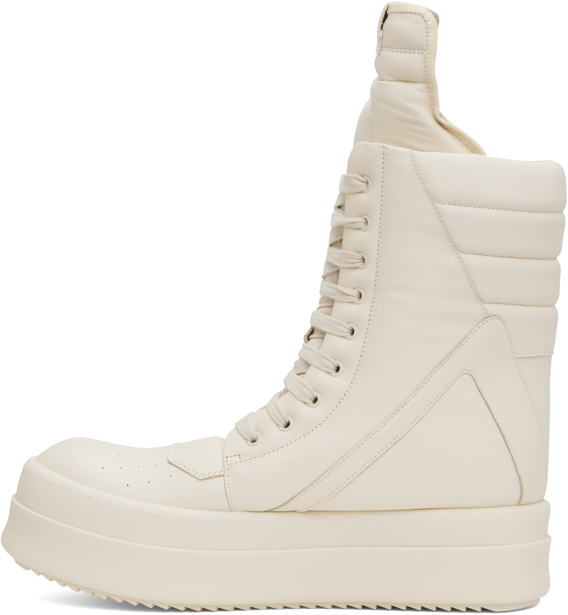 Rick Owens White High-top Sneakers With Platform Sole In 1111 Milk/milk/milk