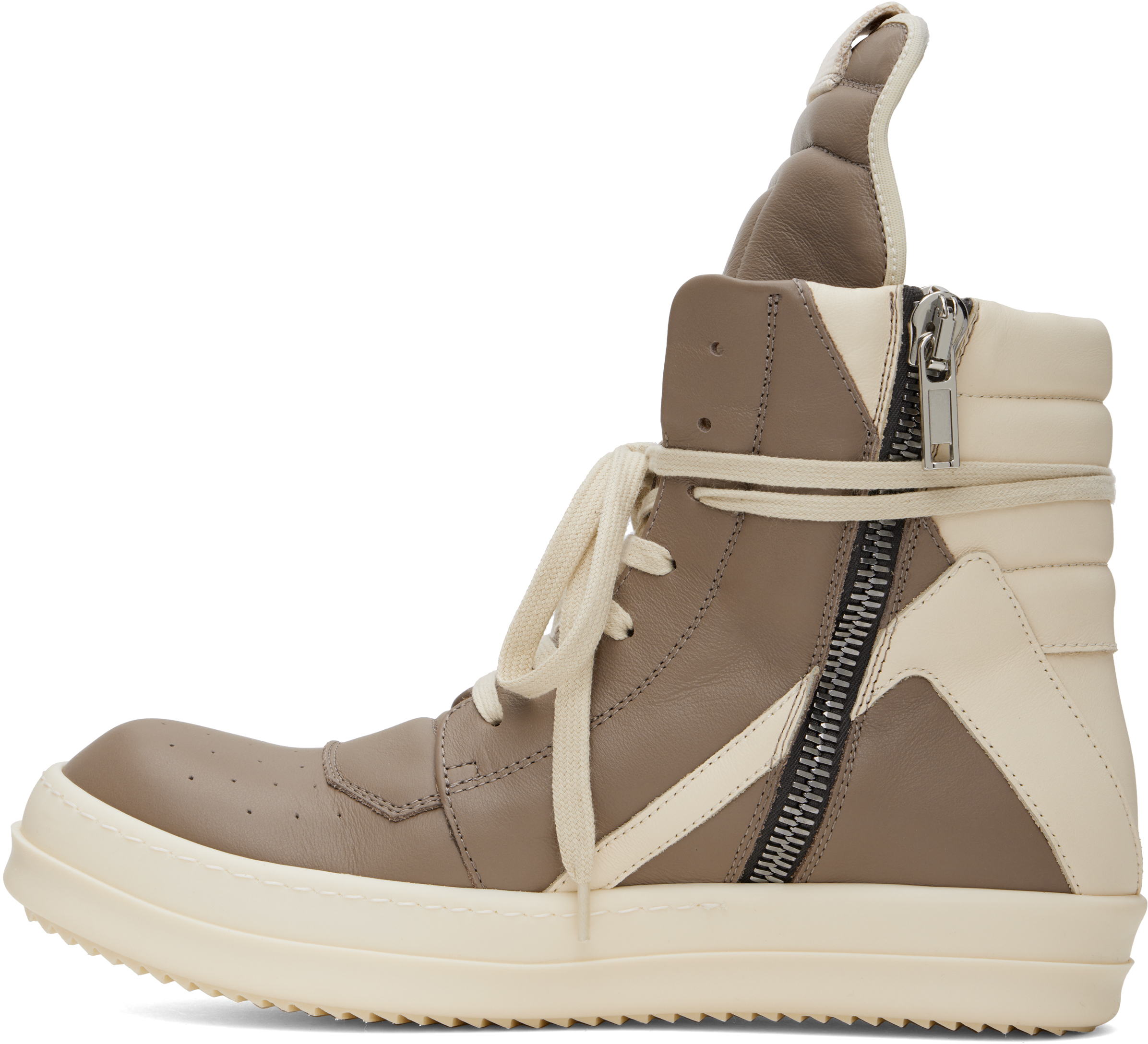 Rick Owens Taupe & Off-white Hollywood Geobasket Sneakers In 6411 Flesh/milk/milk