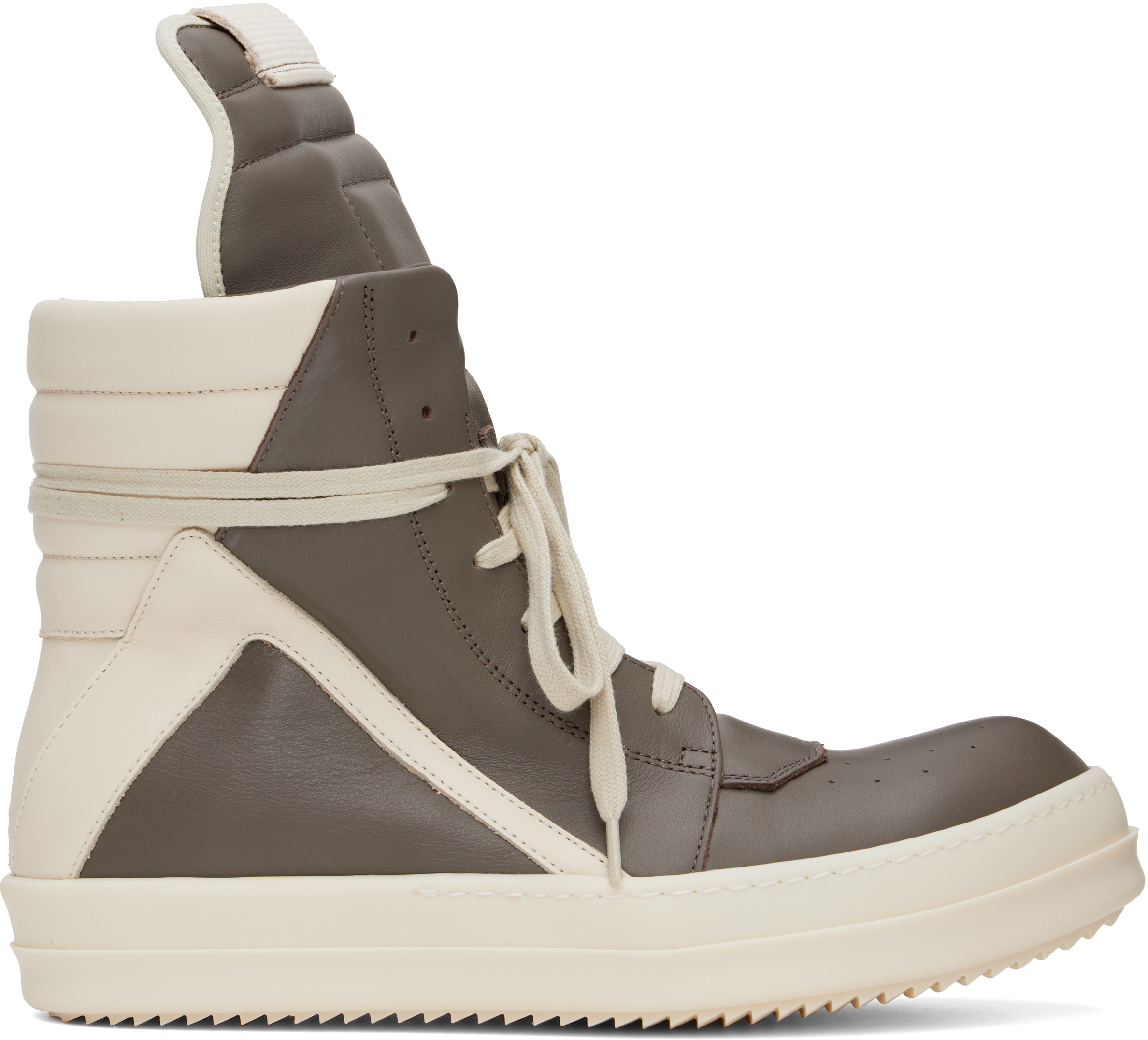 Rick Owens Gray & Off-white Hollywood Geobasket Sneakers In 3411 Dust/milk/milk