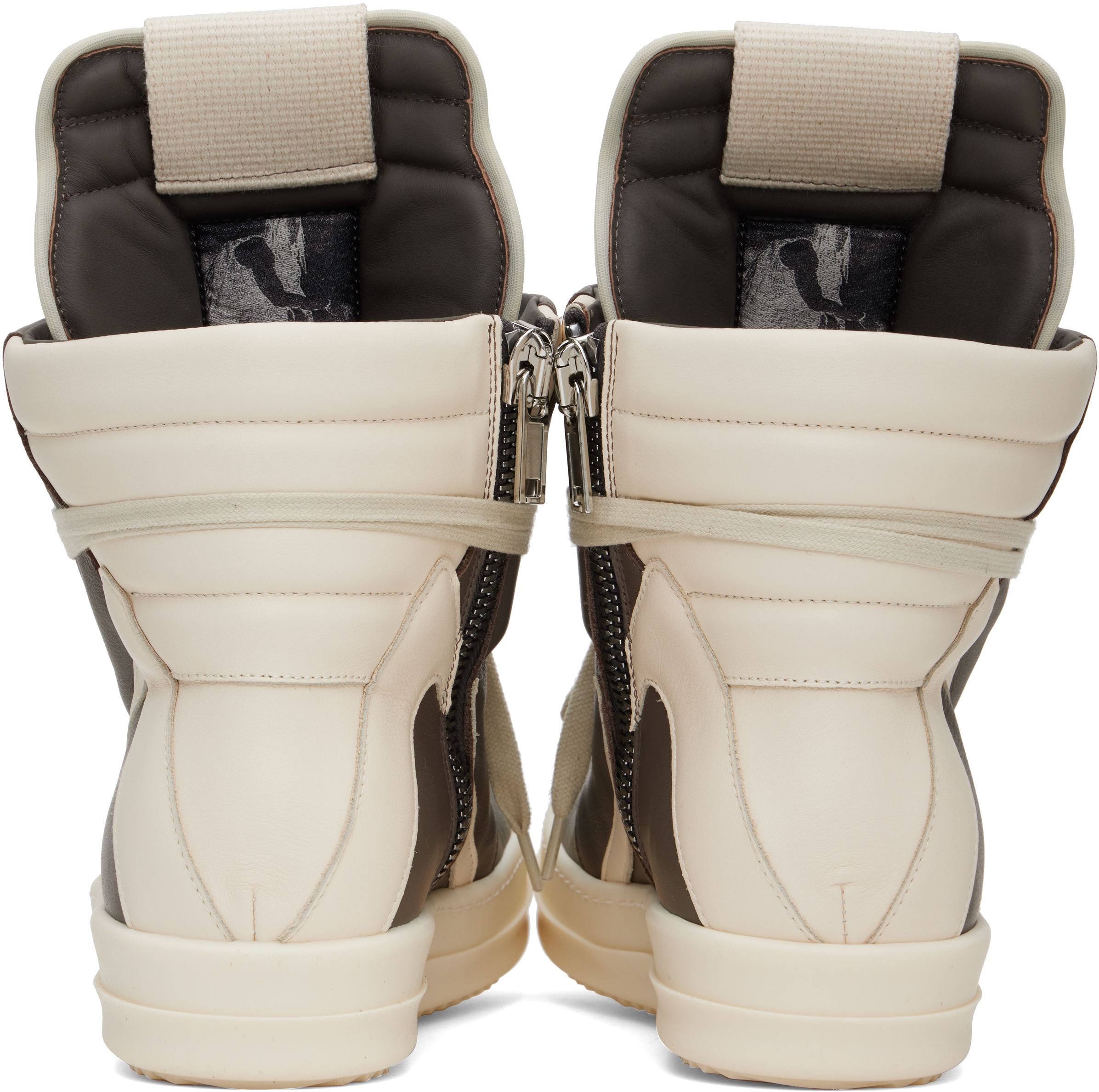 Rick Owens Gray & Off-white Hollywood Geobasket Sneakers In 3411 Dust/milk/milk