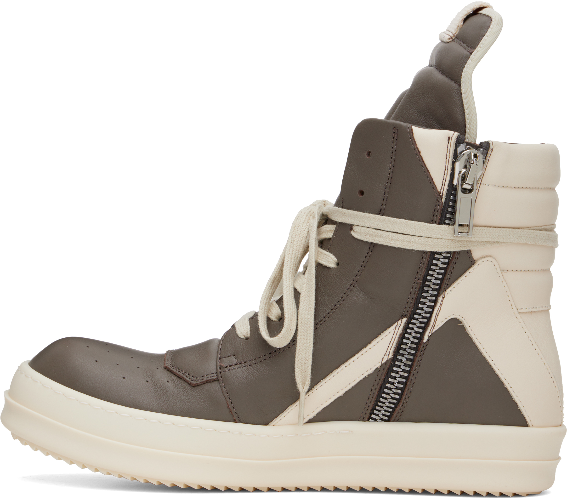 Rick Owens Gray & Off-white Hollywood Geobasket Sneakers In 3411 Dust/milk/milk