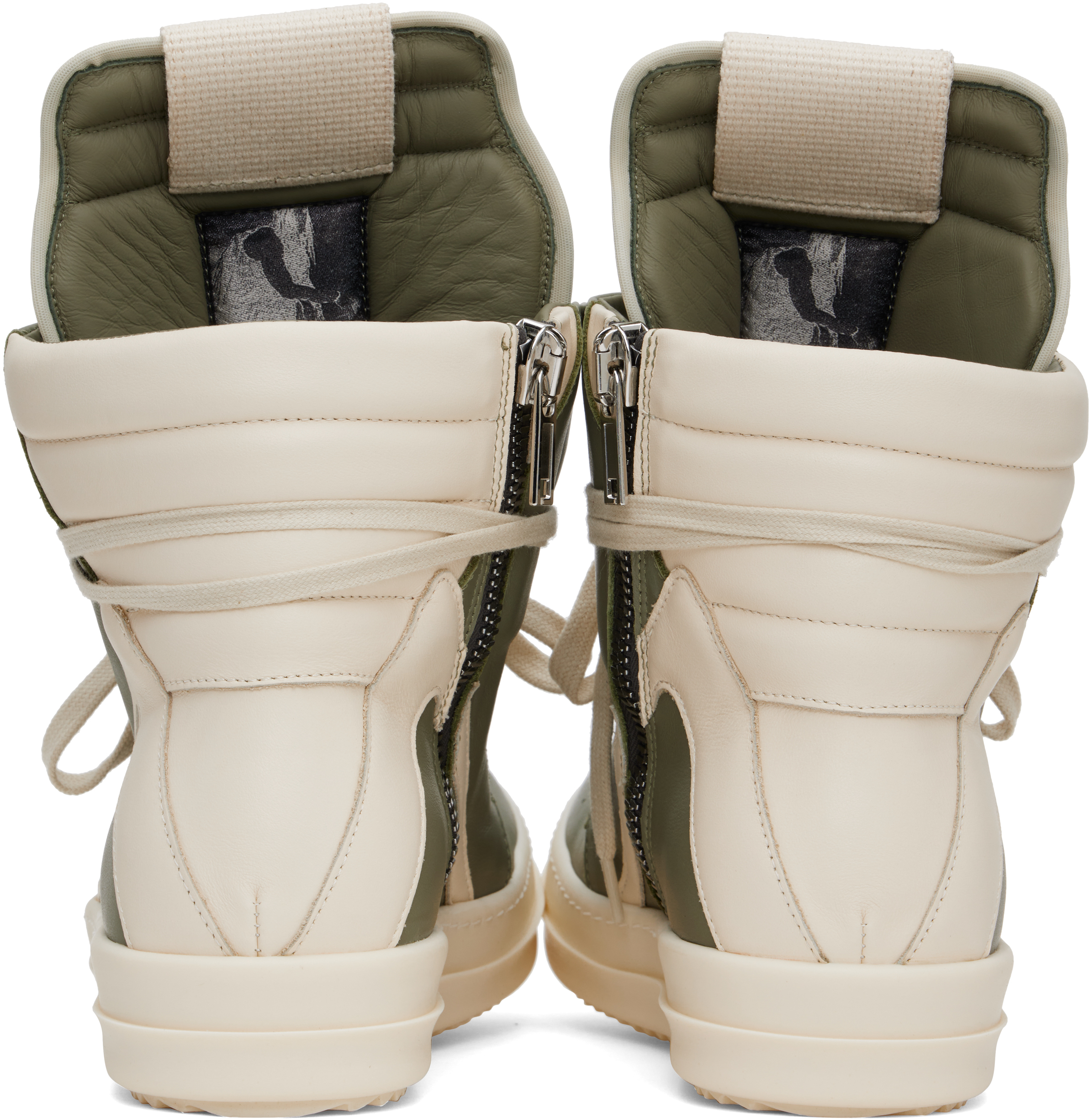 Rick Owens Green & Off-white Hollywood Geobasket Sneakers In 1511 Celadon/milk