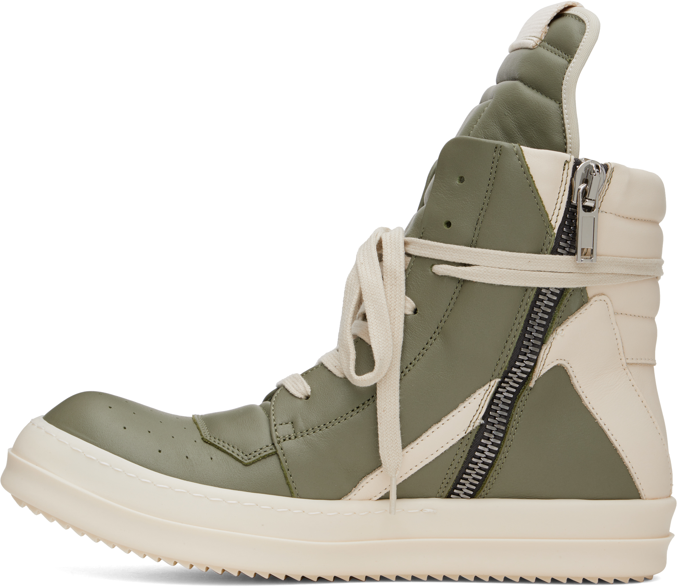 Rick Owens Green & Off-white Hollywood Geobasket Sneakers In 1511 Celadon/milk