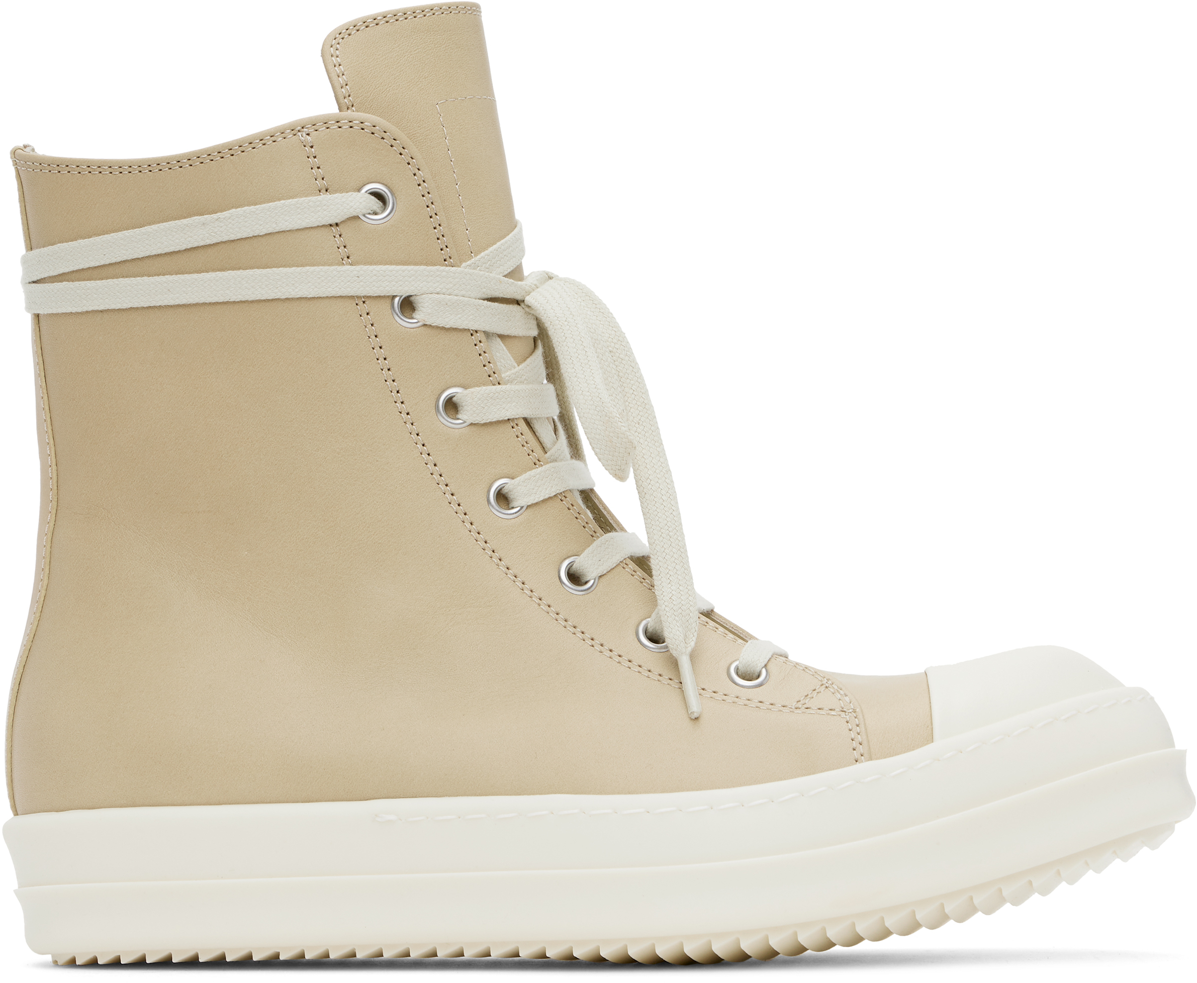 【RICK OWENS】ベージュ Hollywood レザースニーカー RICK OWENS】ベージュ Hollywood レザースニーカー Rick Owens