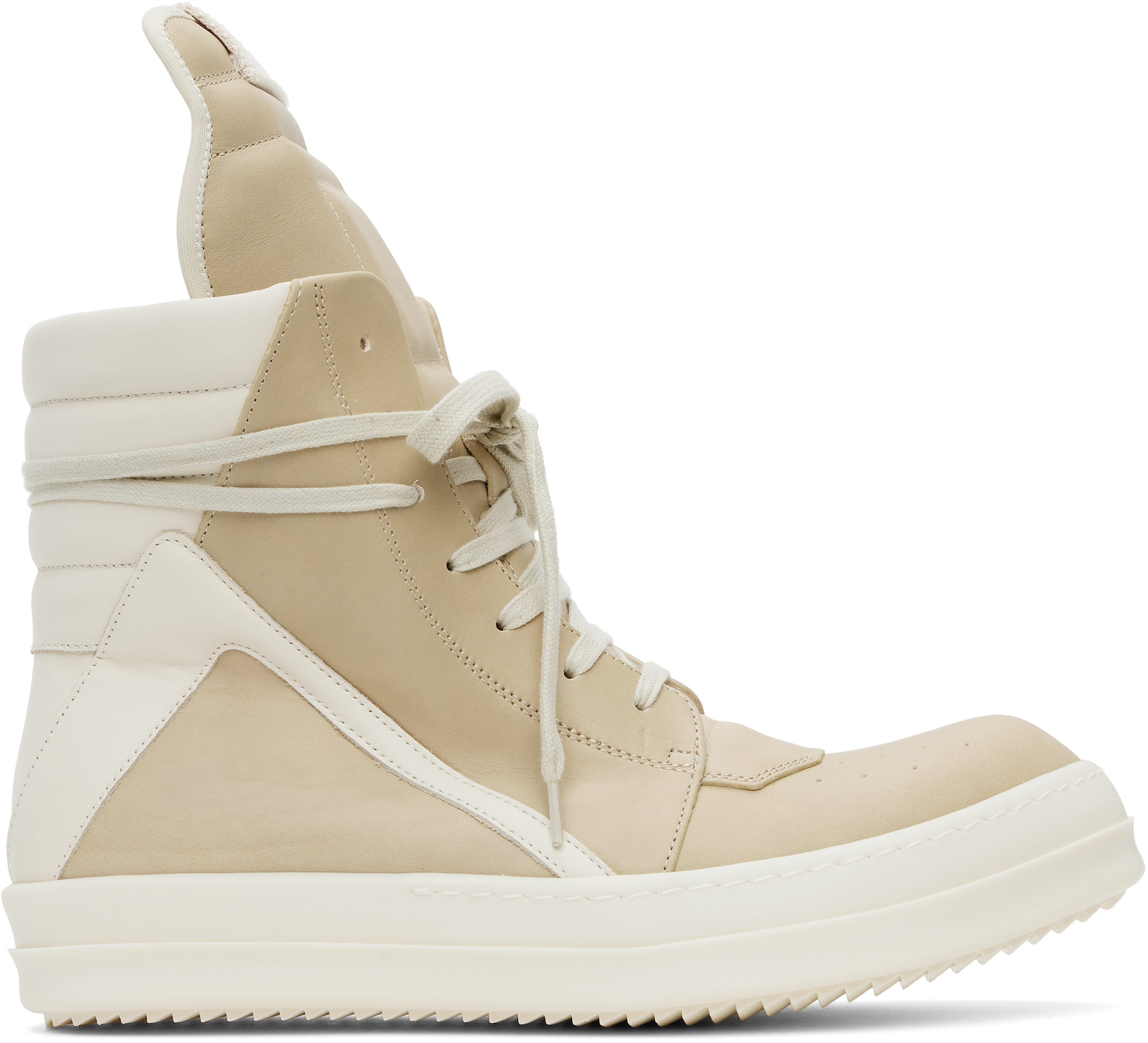 Rick Owens ブラウン×ミルク Hollywood Geobasket スニーカー Beige Hollywood Geobasket Sneakers by Rick Owens on Sale