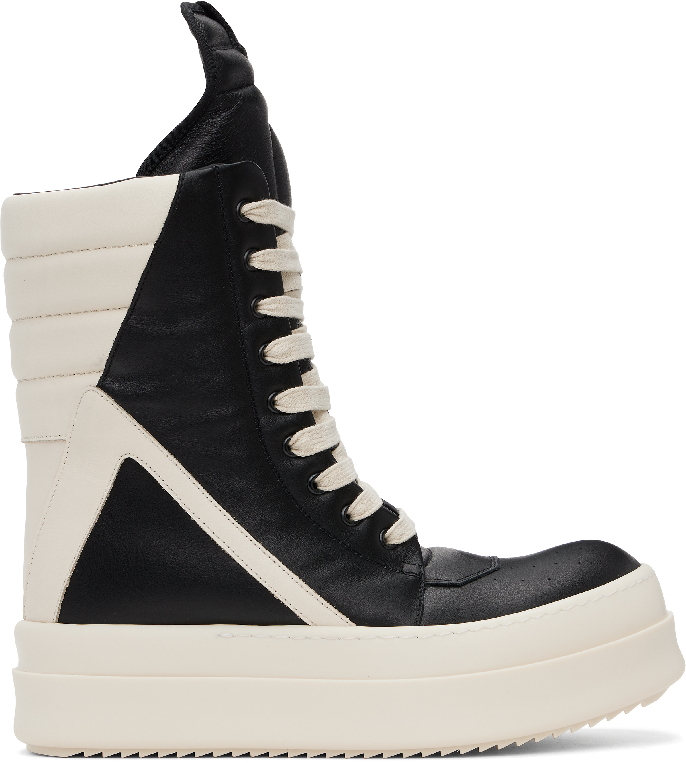 RICK OWENS ブラック Hollywood Mega Geobasket スニーカー Black & Off-White Hollywood Mega Geobasket Sneakers by Rick