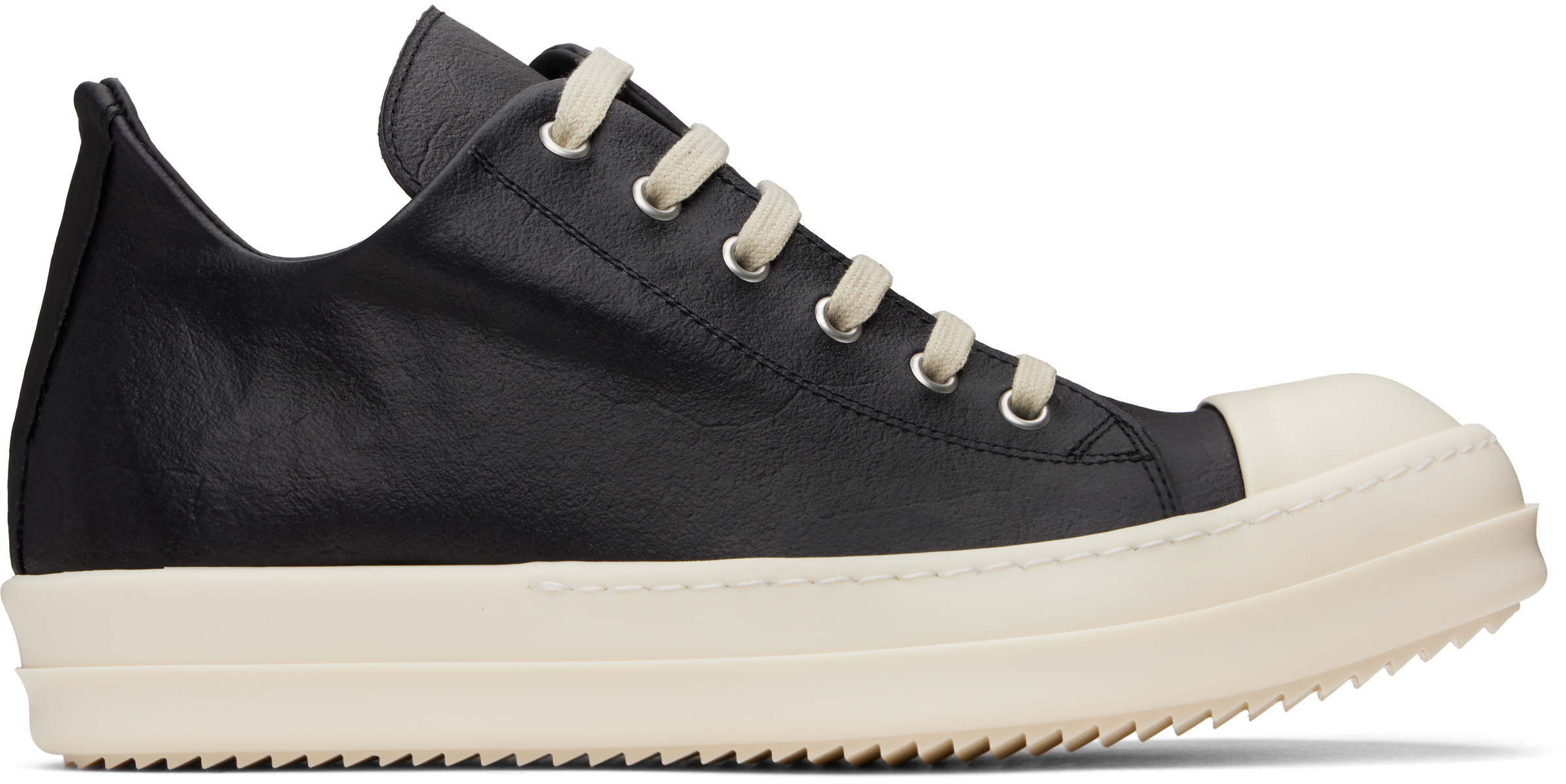 関税込【RICK OWENS】トープ Hollywood ローカットスニーカー Rick Owens: ブラック Hollywood ローカットスニーカー | SSENSE