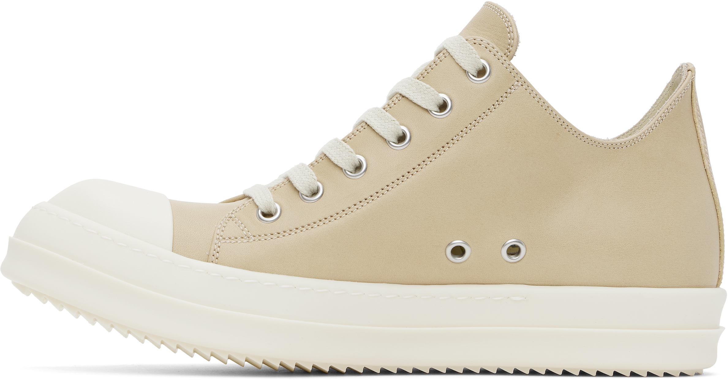 Rick Owens Beige Hollywood Low Sneaks Sneakers In 8111 Parchment/milk/