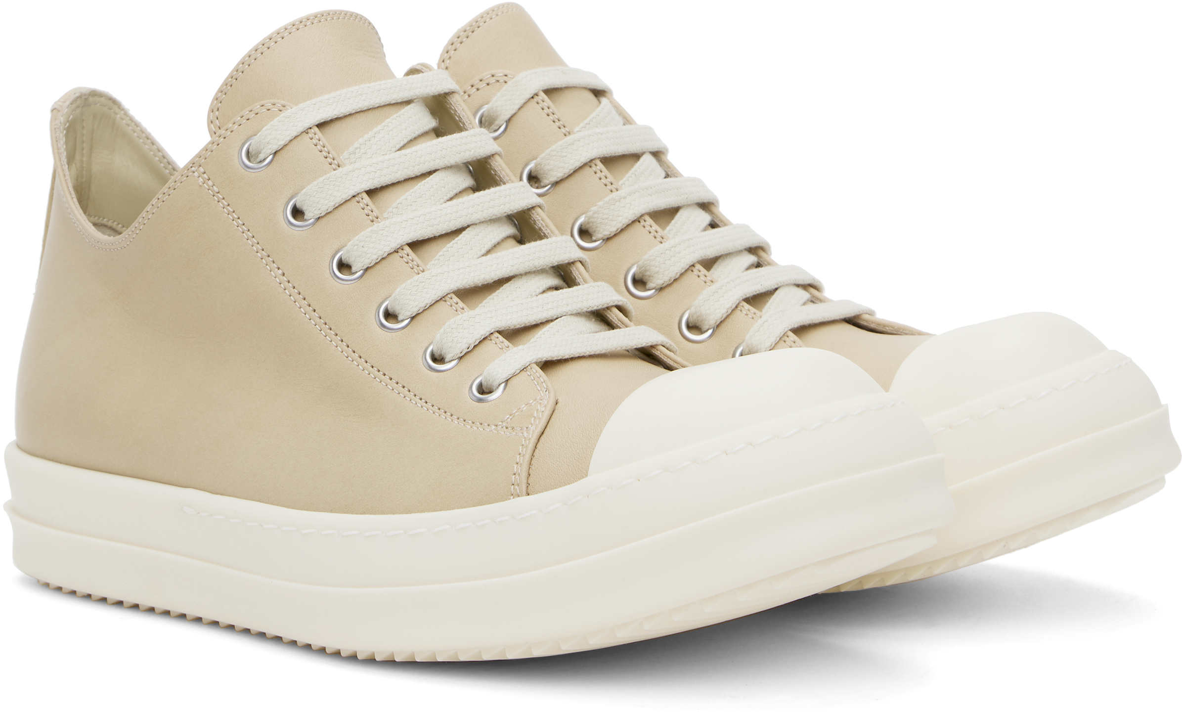 Rick Owens Beige Hollywood Low Sneaks Sneakers In 8111 Parchment/milk/