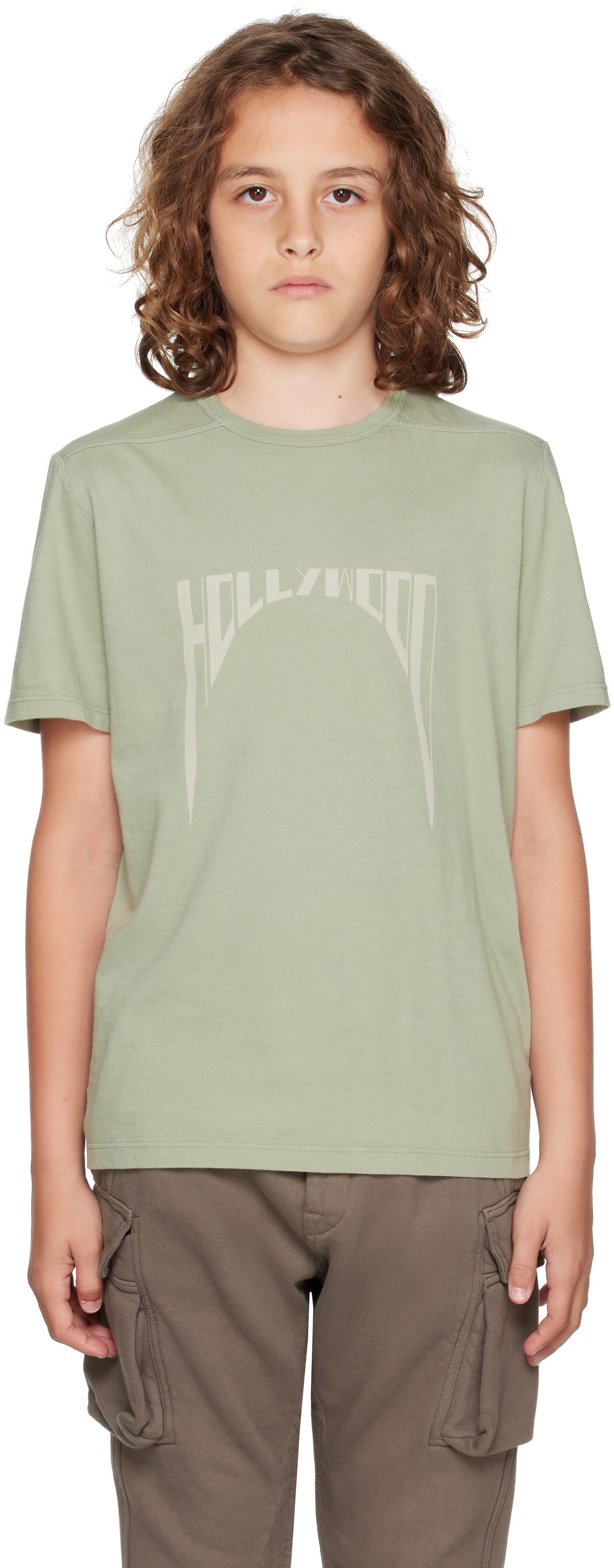 【関税込み】Rick Owens グリーン Hollywood Level Tシャツ Rick Owens: Green Hollywood Level T-shirt | SSENSE