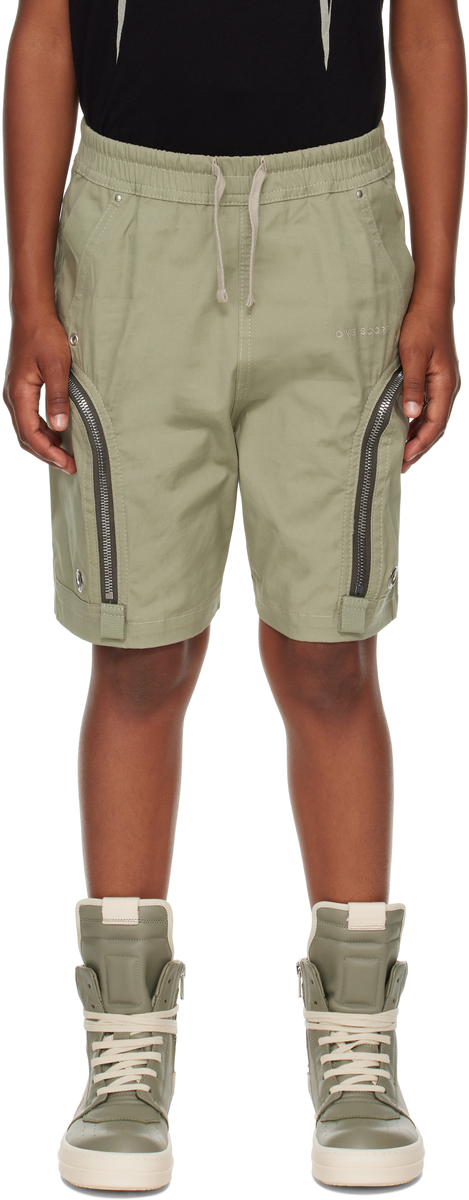 Kids Khaki Hollywood Bauhaus Shorts by Rick Owens on Sale