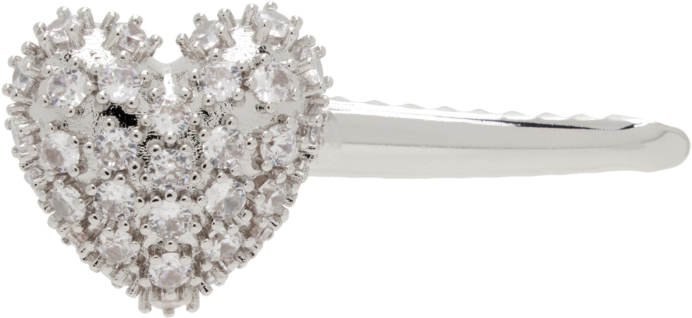 Silver Heart Crystal Hair Clip