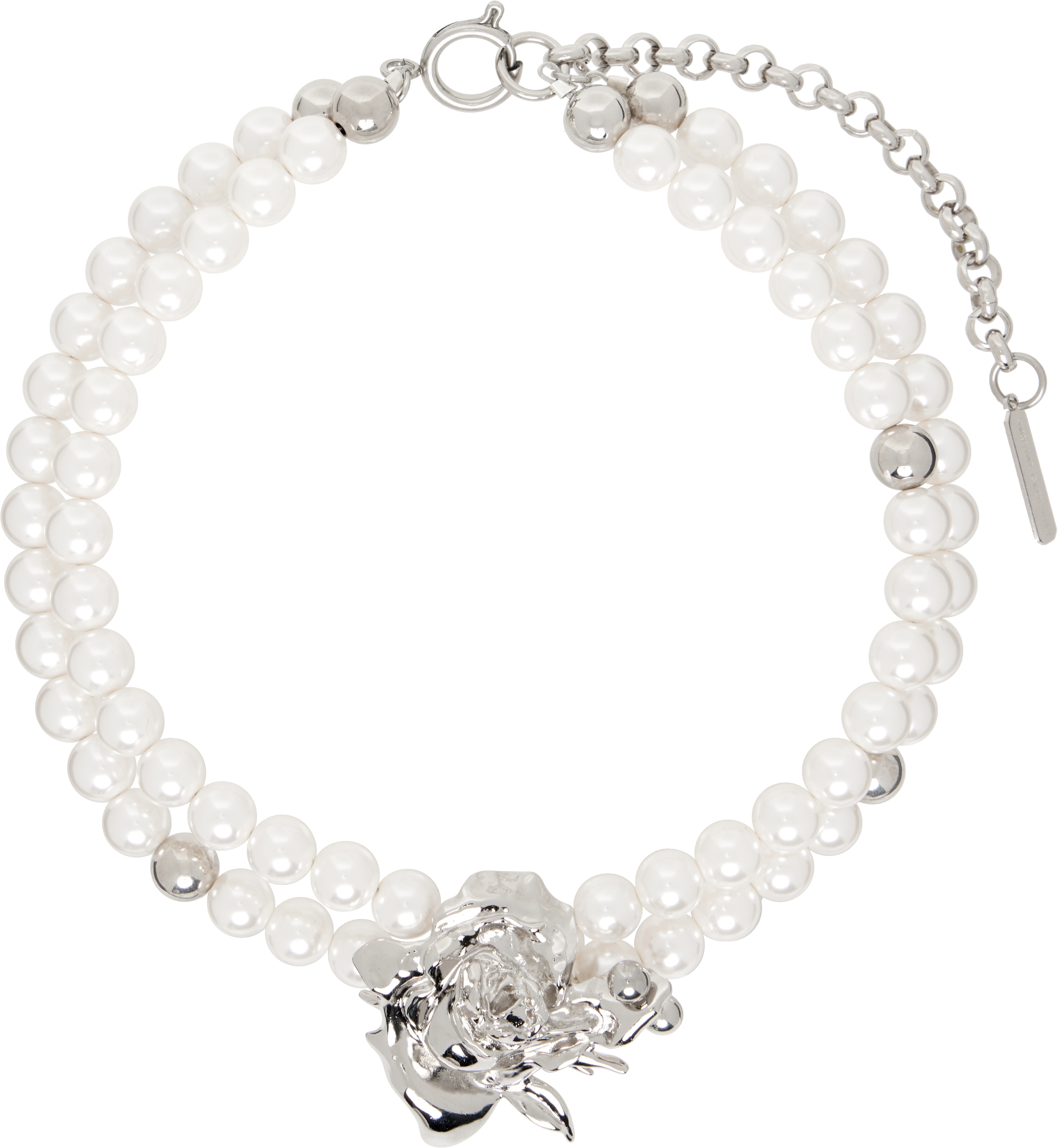 Justine Clenquet White & Silver Betsy パールチョーカー Silver & White Betsy Choker by Justine Clenquet on Sale
