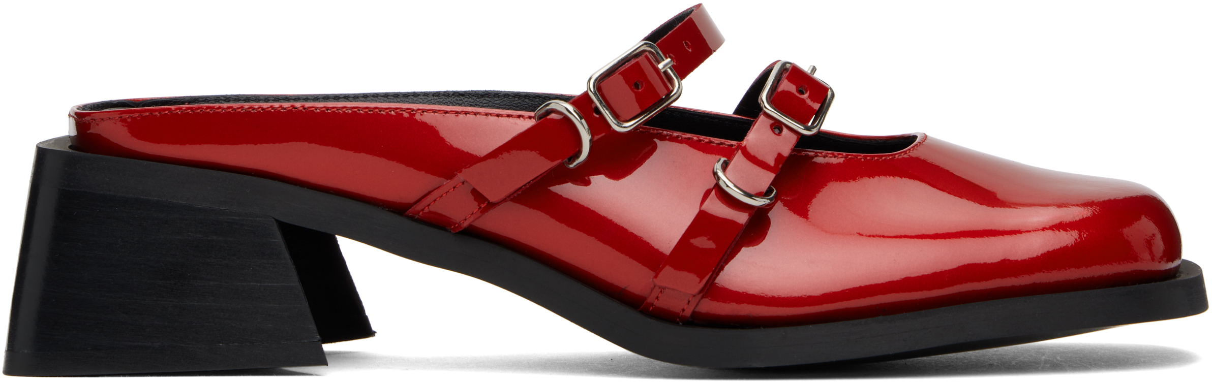 Red Andie Mules by Justine Clenquet on Sale