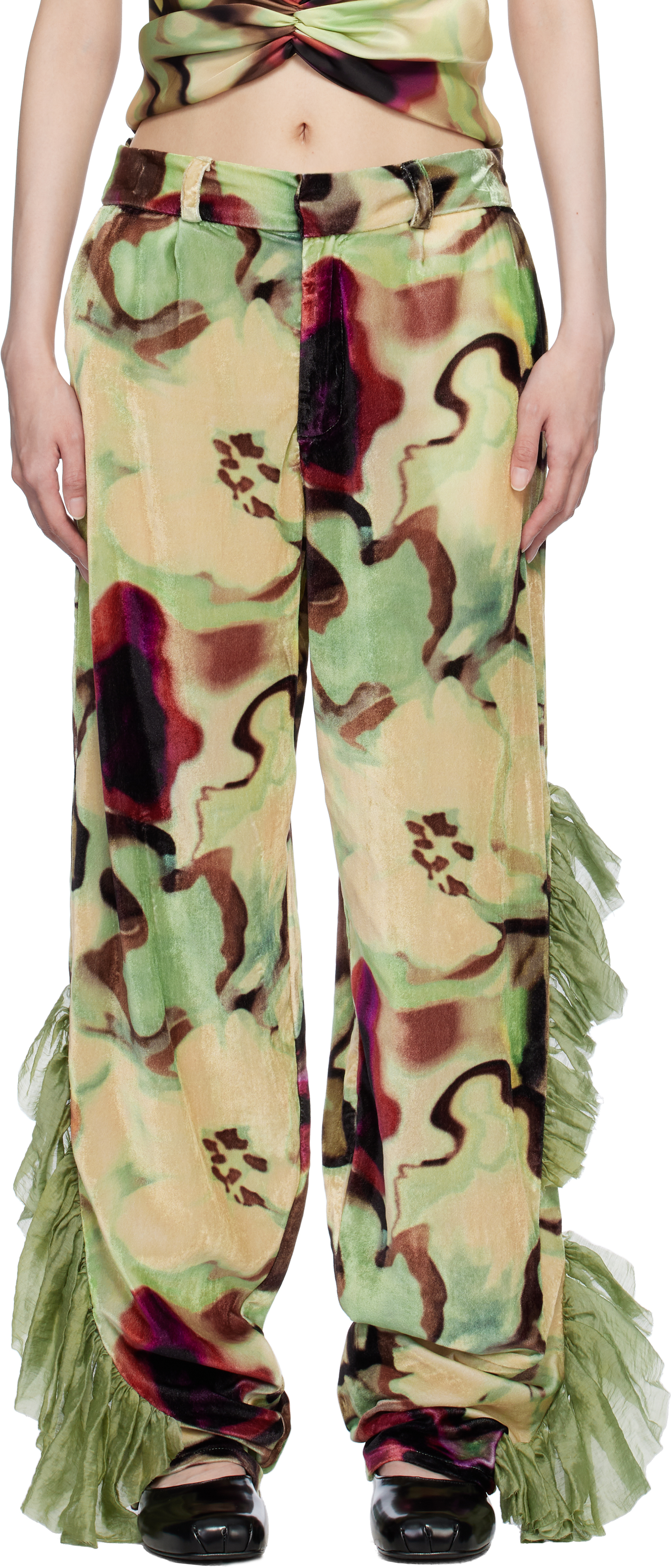 Multicolor Dante Ruffle Trousers