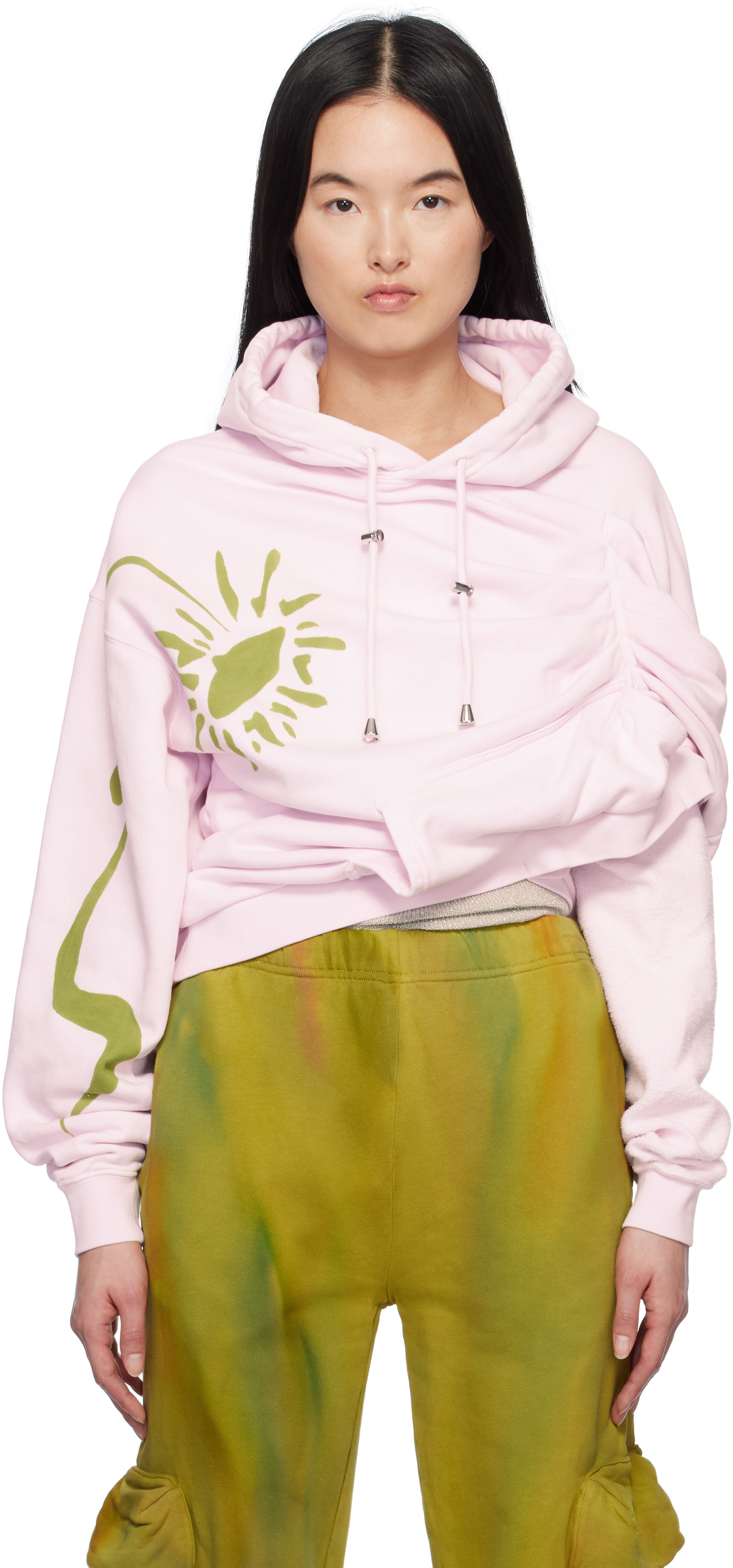 Pink Eva Draped Hoodie