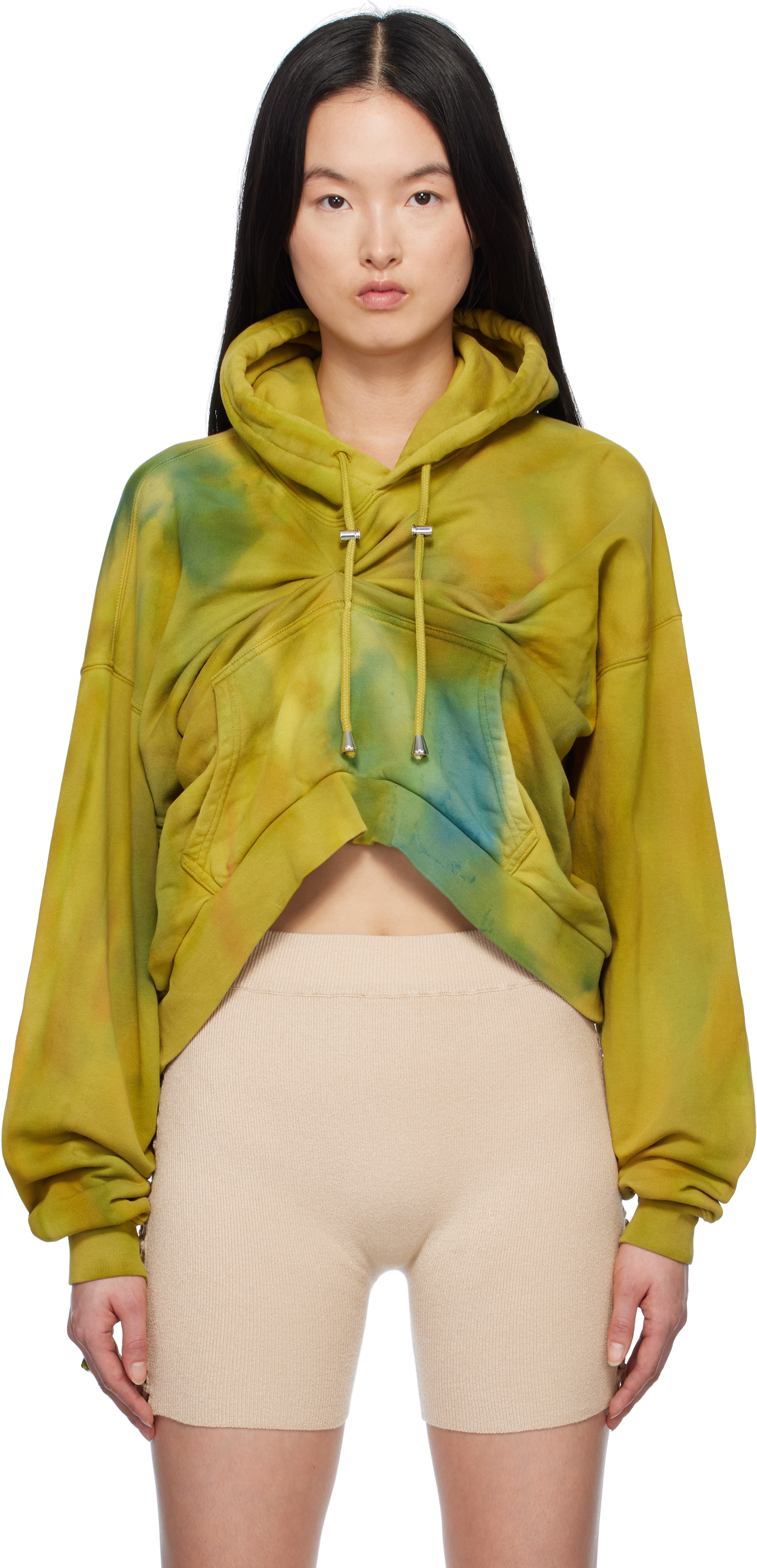 Khaki Draped Hoodie