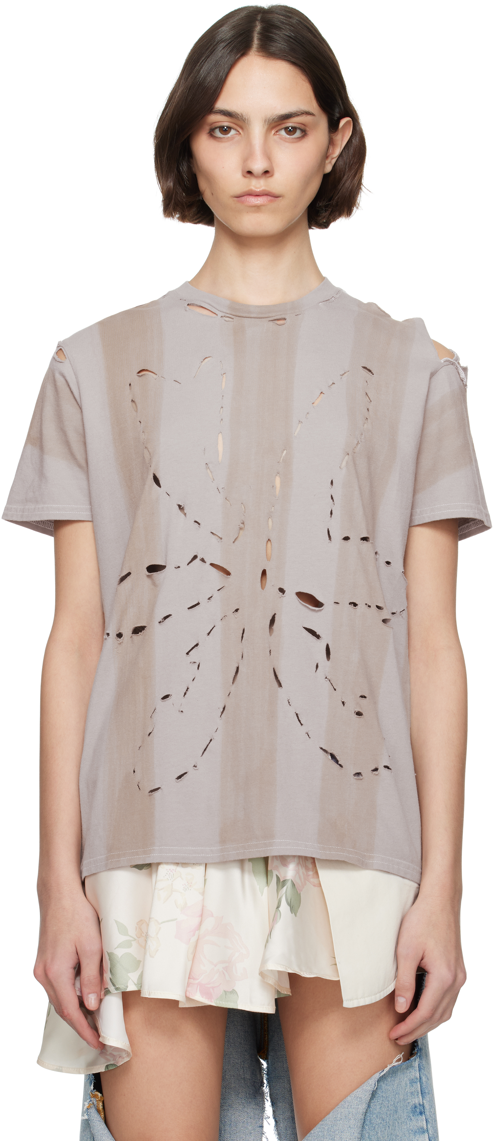 Collina Strada Purple & Brown Remnant Flower T-shirt