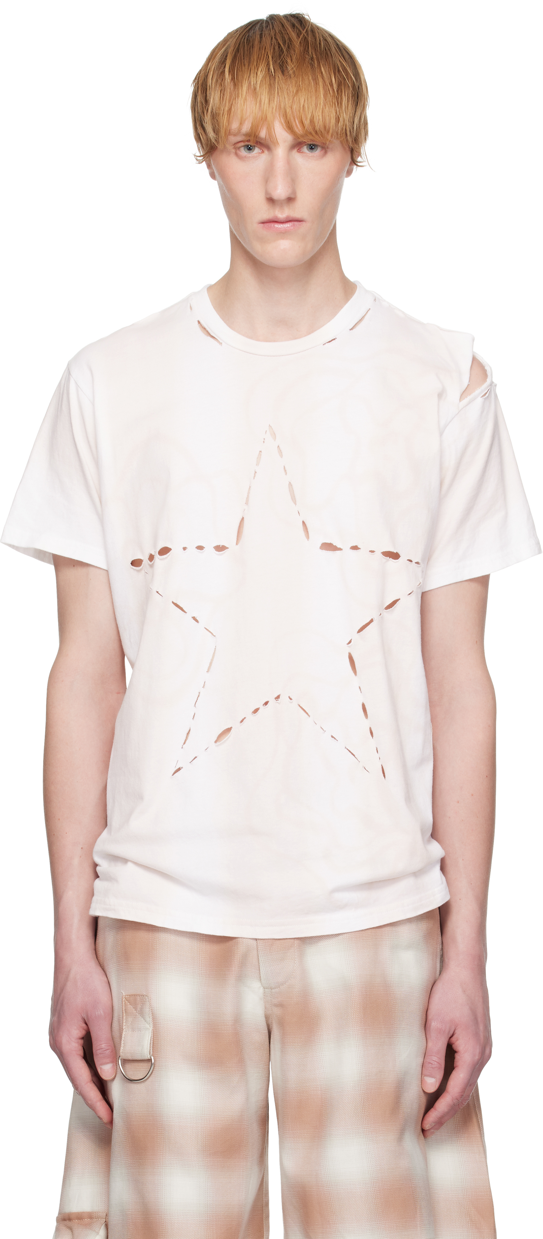 White & Beige Remnant Star T-shirt