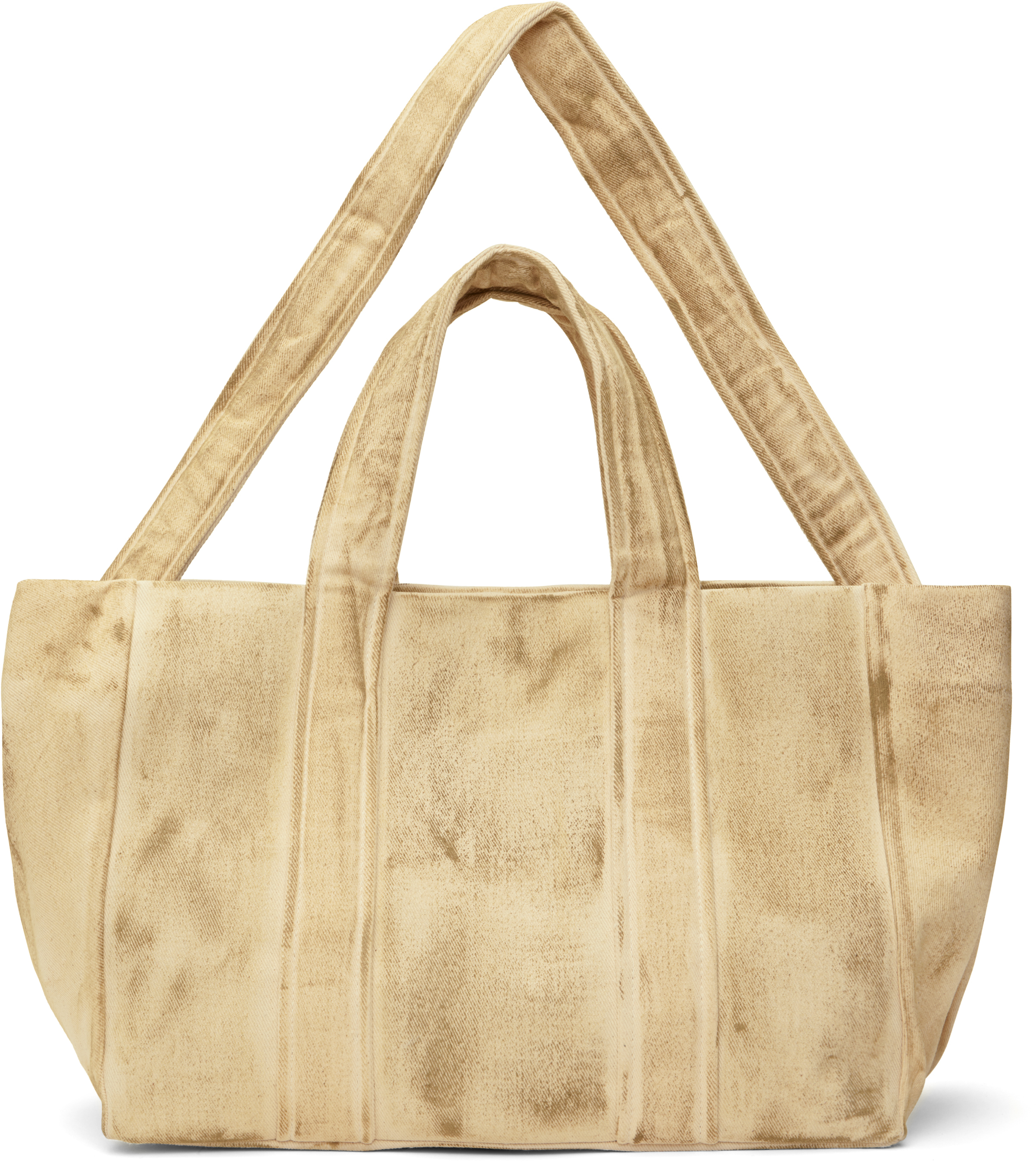 Beige Tar-Painted Canvas Tote