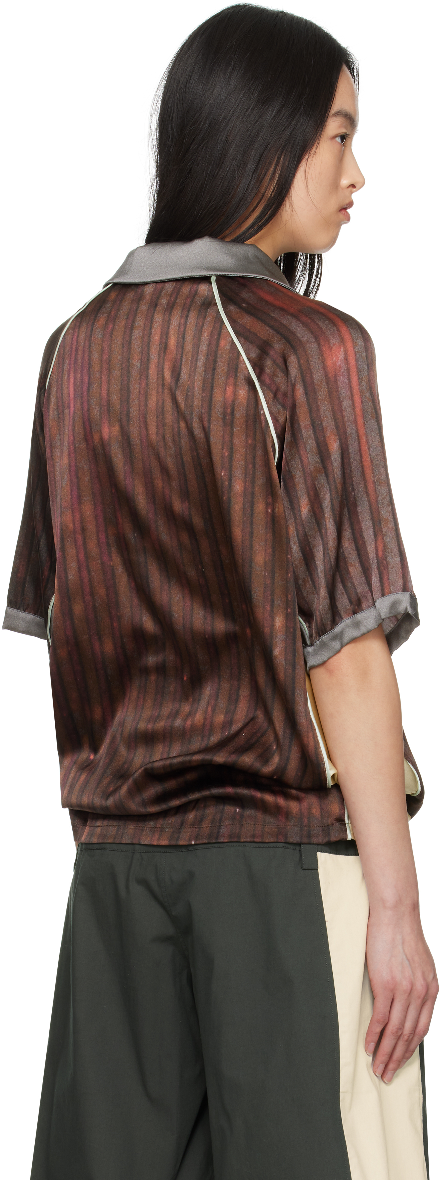 Serapis Burgundy & Yellow Aub Stripes Polo In Print