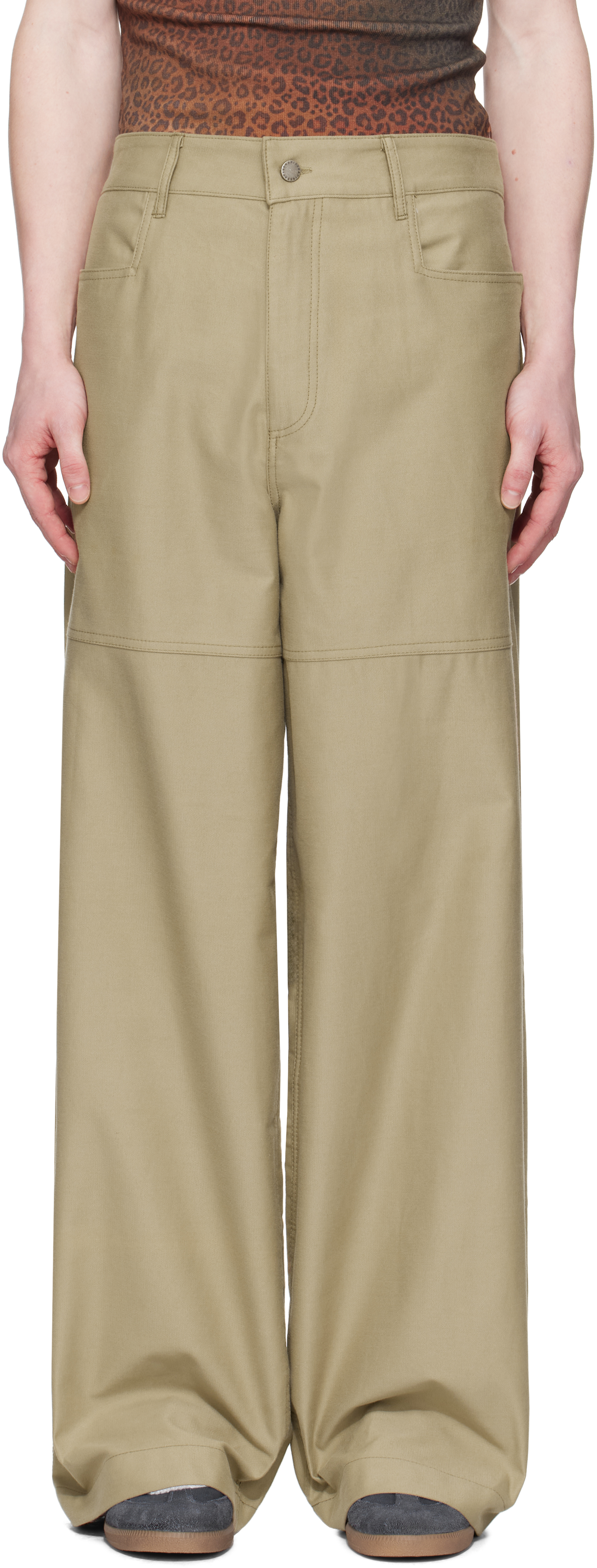 Beige Wide Sailor Trousers